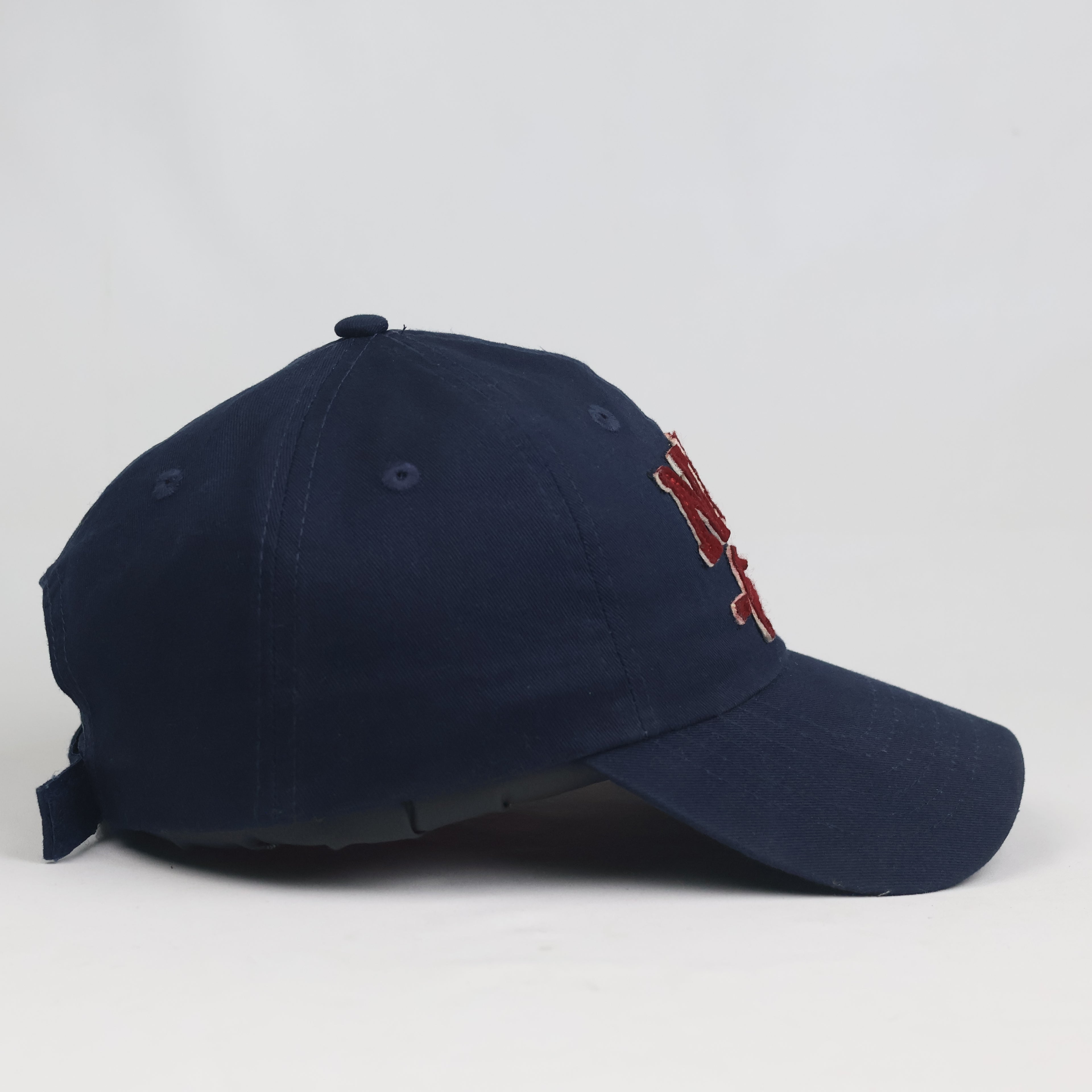Thrifted Navy NYC 68 Maroon Felt Patch Strapback Dad Hat - 56-58cm
