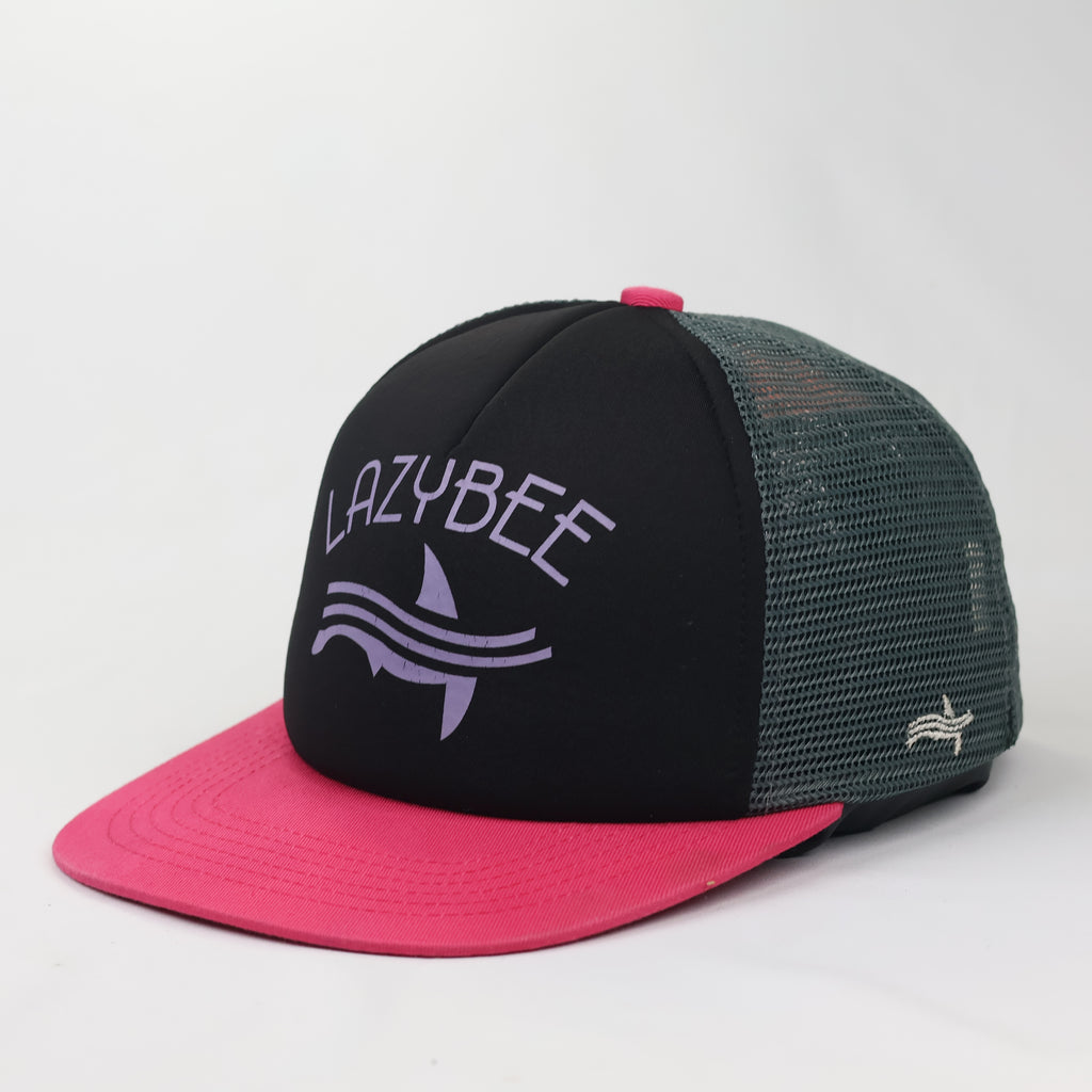 Lazybee Shark Logo Mesh Snapback - Black/Pink/Grey (Size 54-56cm)