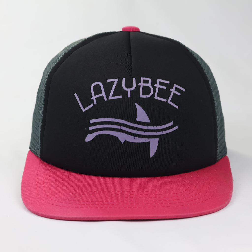 Lazybee Shark Logo Mesh Snapback - Black/Pink/Grey (Size 54-56cm)
