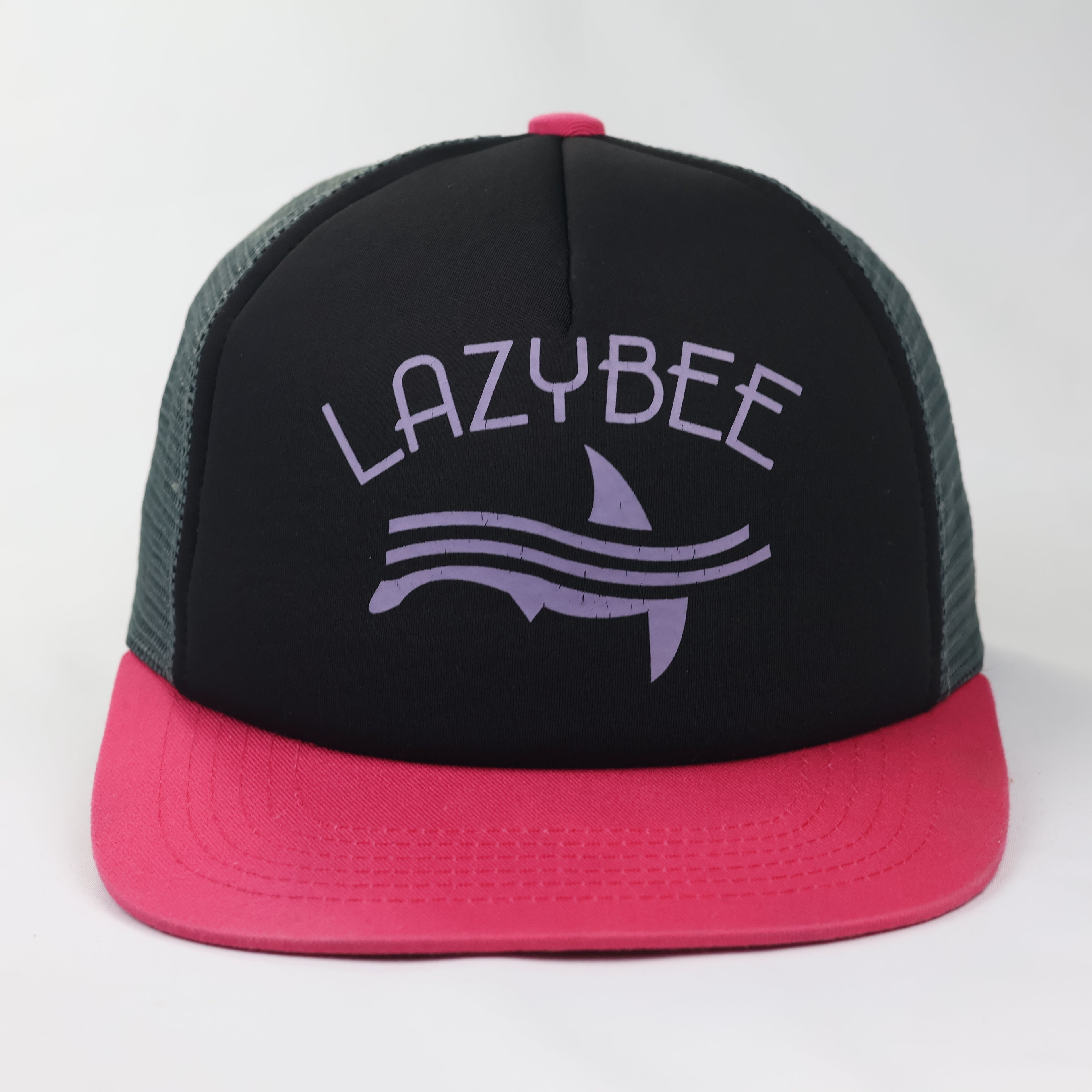 Lazybee Shark Logo Mesh Snapback - Black/Pink/Grey (Size 54-56cm)