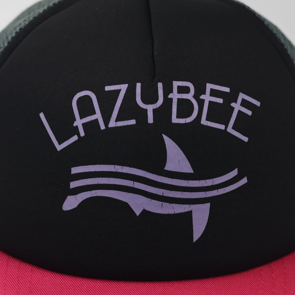 Lazybee Shark Logo Mesh Snapback - Black/Pink/Grey (Size 54-56cm)