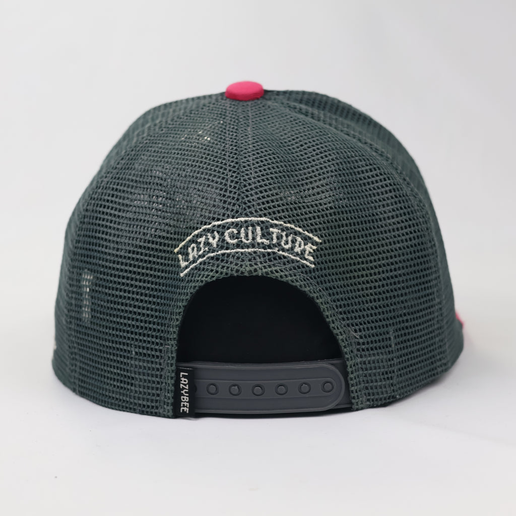 Lazybee Shark Logo Mesh Snapback - Black/Pink/Grey (Size 54-56cm)