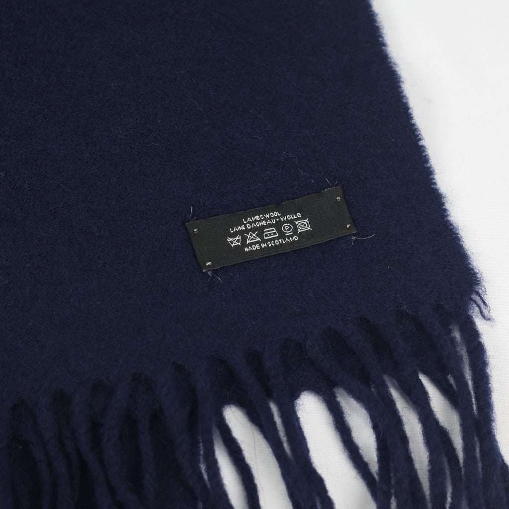 Classic Navy Blue Tartan Plaid Thrifted Scarf - Checkered Winter Muffler