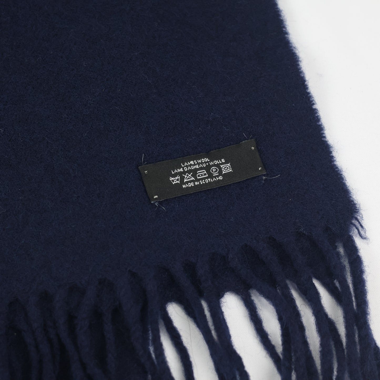 Classic Navy Blue Tartan Plaid Thrifted Scarf - Checkered Winter Muffler