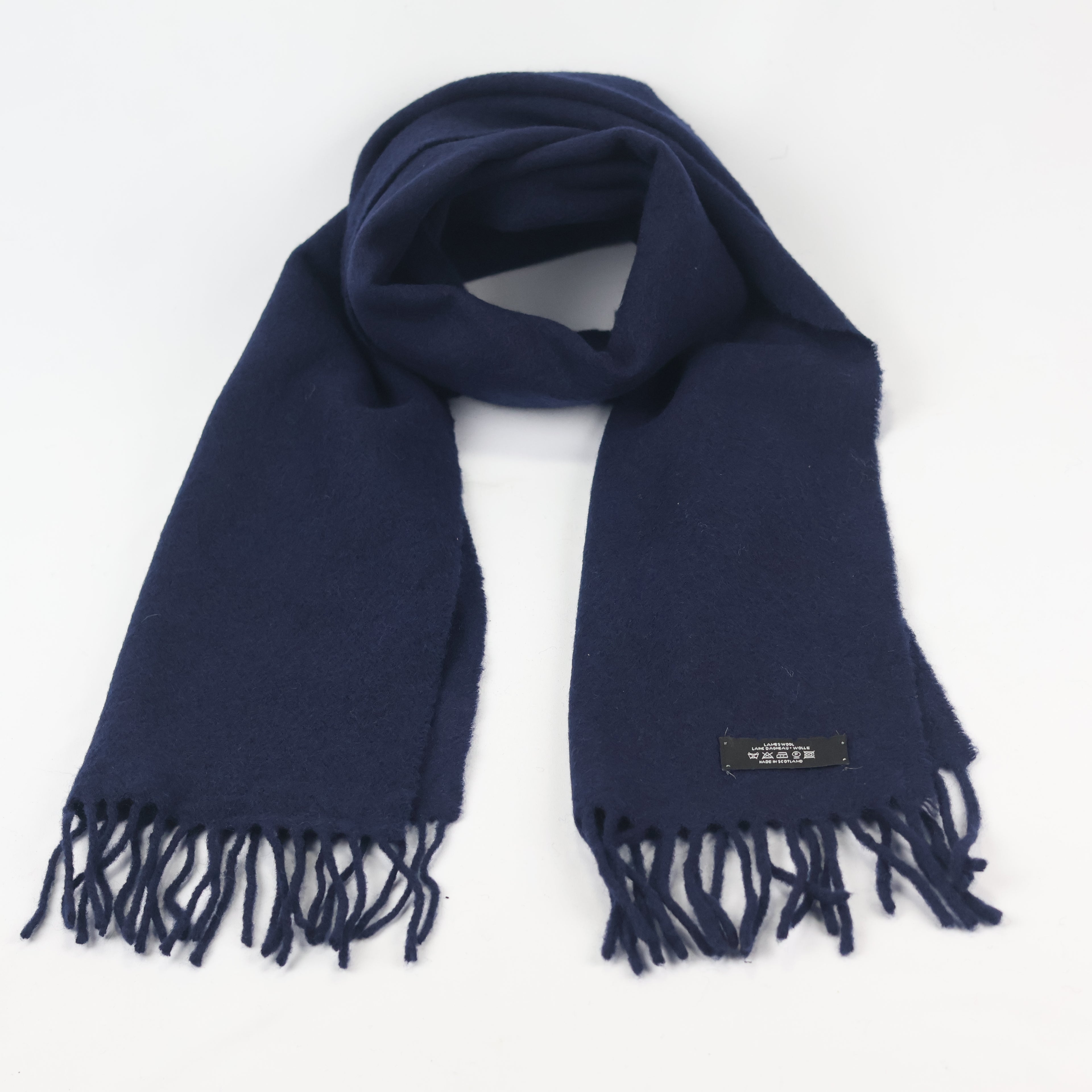 Classic Navy Blue Tartan Plaid Thrifted Scarf - Checkered Winter Muffler
