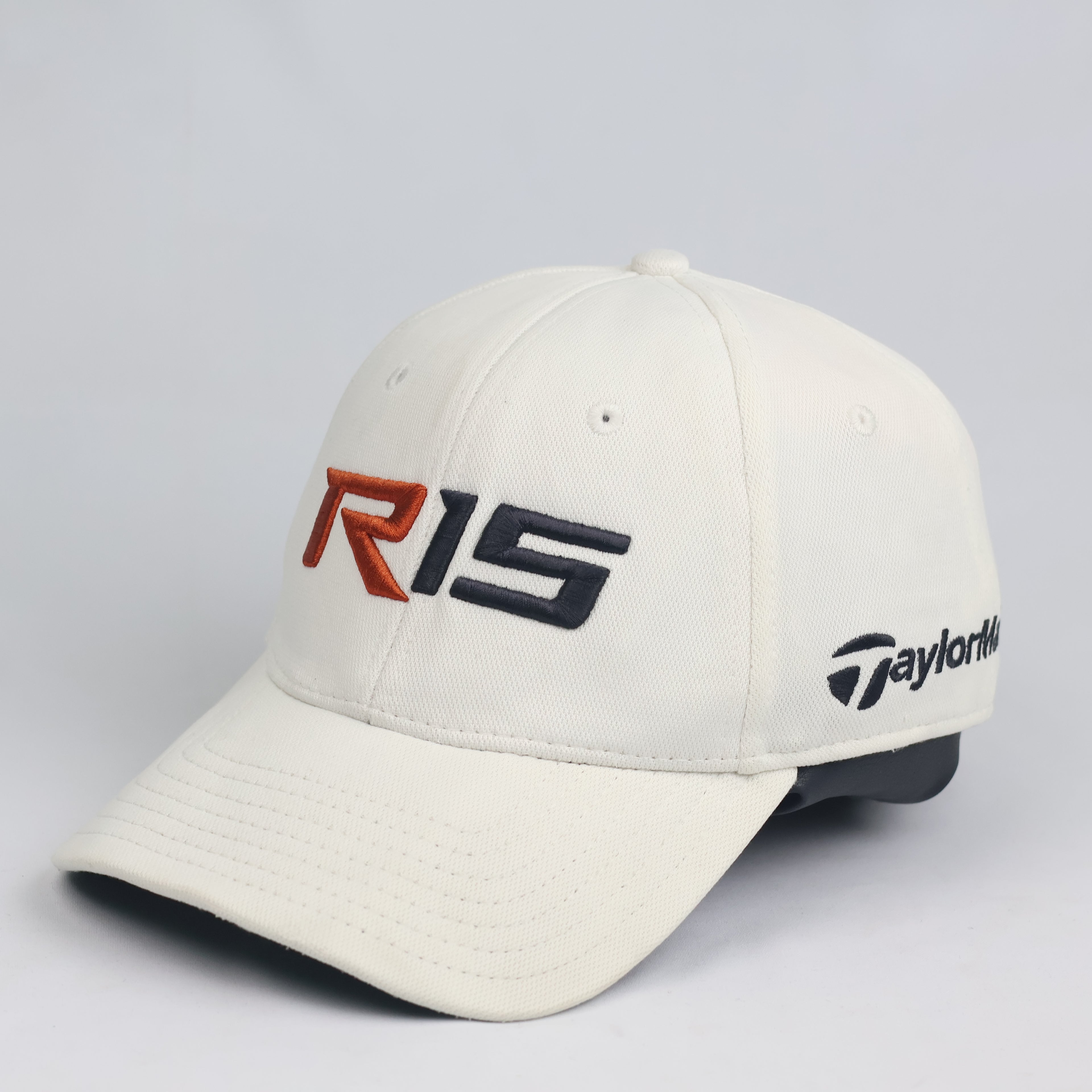 Thrifted TaylorMade Golf R15 Embroidered Off-White Tour Performance Hat - Black Underbrim