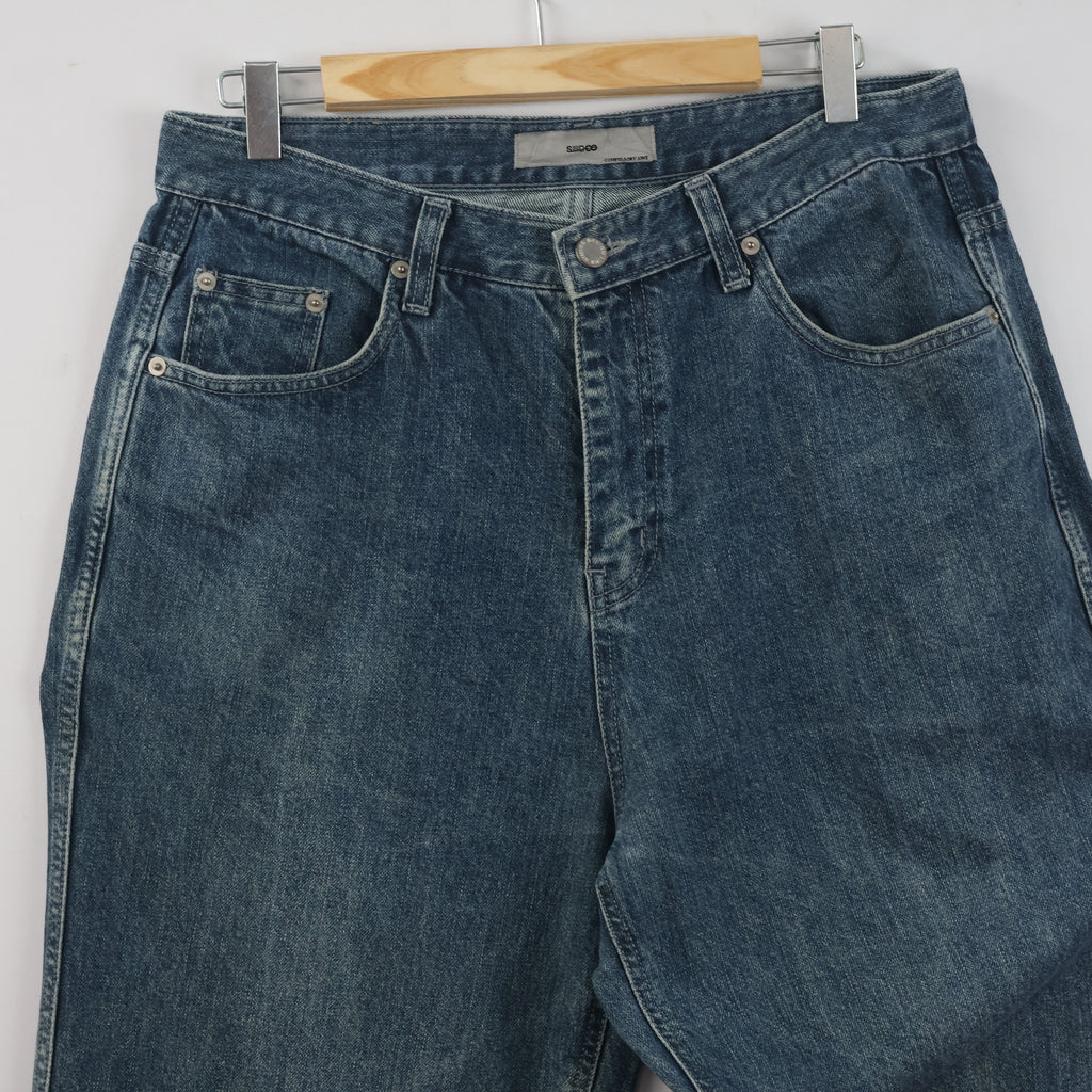 Thrifted SIUDEE 100% Cotton Dark Wash Straight Denim Pants Waist:32/ J1113