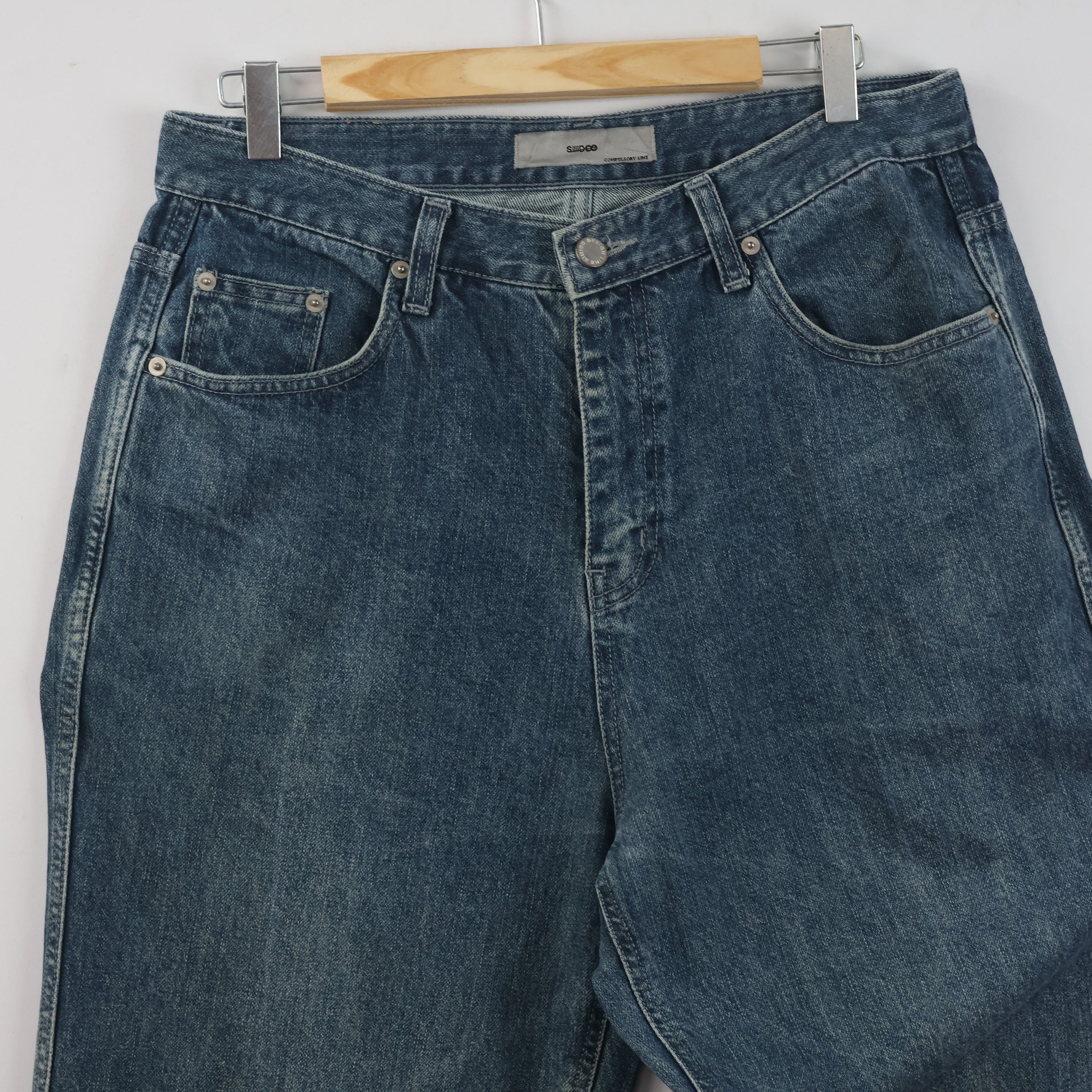 Thrifted SIUDEE 100% Cotton Dark Wash Straight Denim Pants Waist:32/ J1113