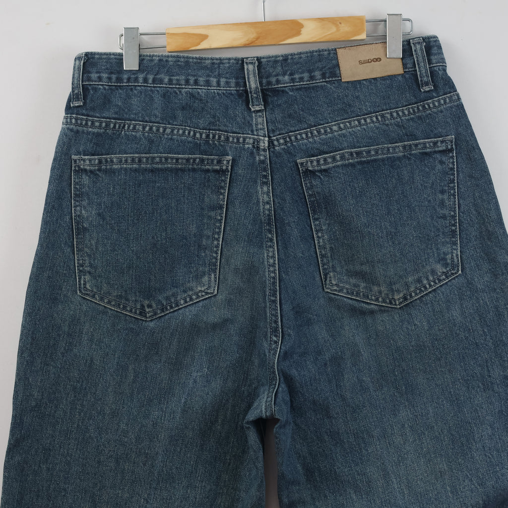 Thrifted SIUDEE 100% Cotton Dark Wash Straight Denim Pants Waist:32/ J1113