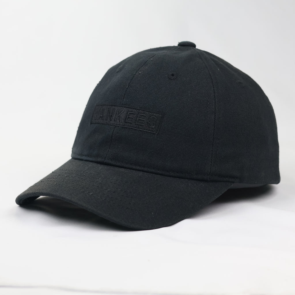 MLB NY Yankees Tonal Embroidered Thrifted Cap - All Black Adjustable (56-58cm)