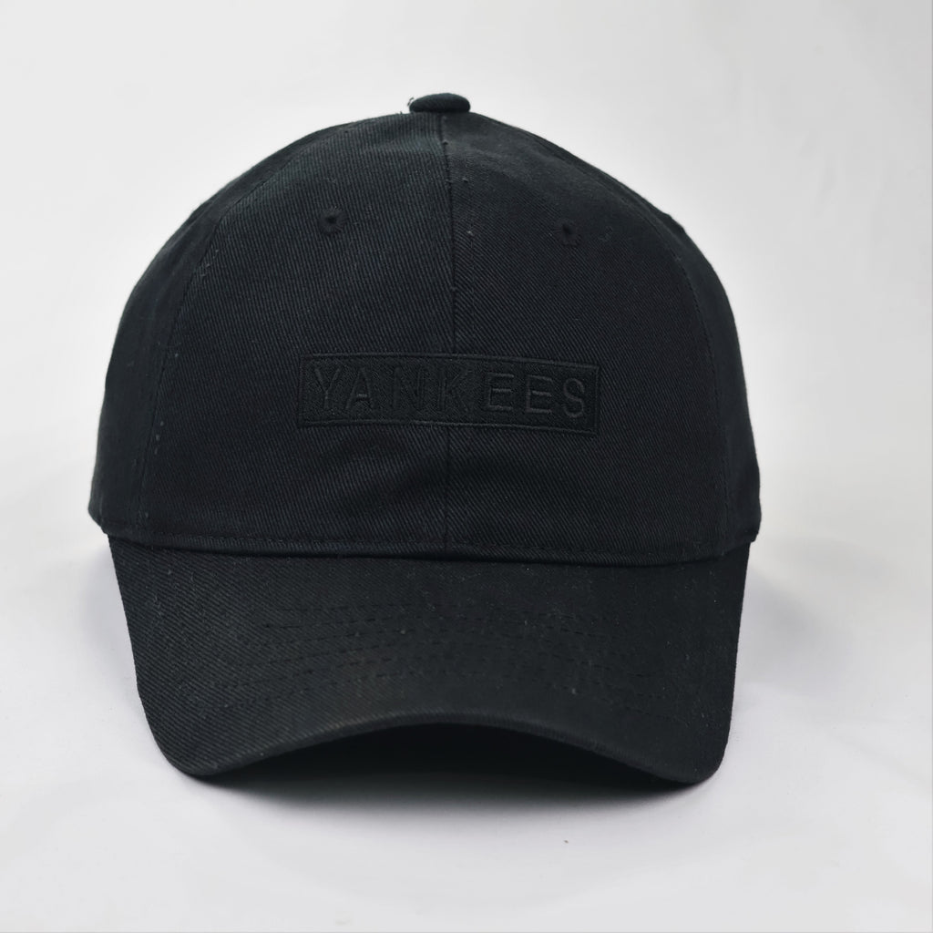 MLB NY Yankees Tonal Embroidered Thrifted Cap - All Black Adjustable (56-58cm)