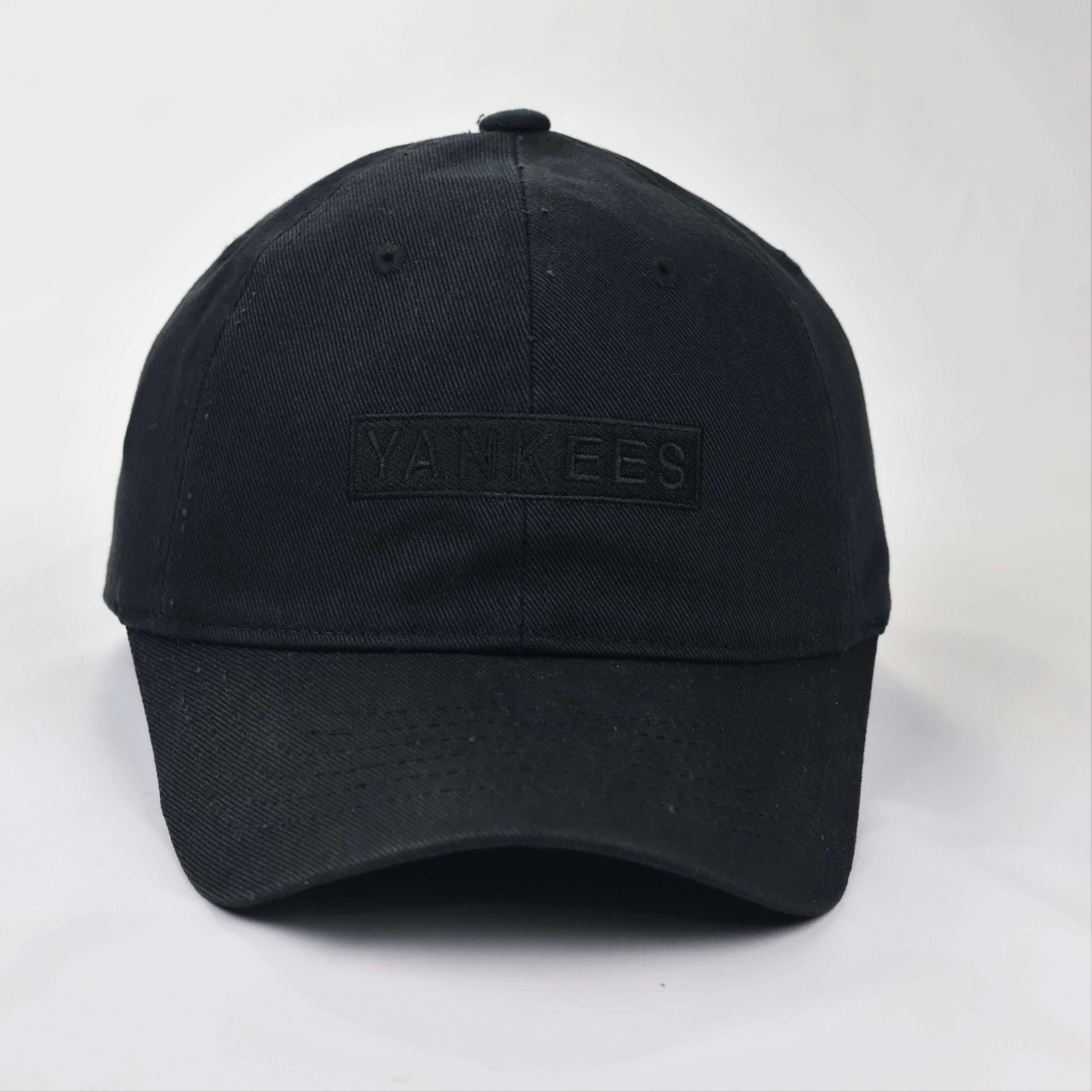 MLB NY Yankees Tonal Embroidered Thrifted Cap - All Black Adjustable (56-58cm)