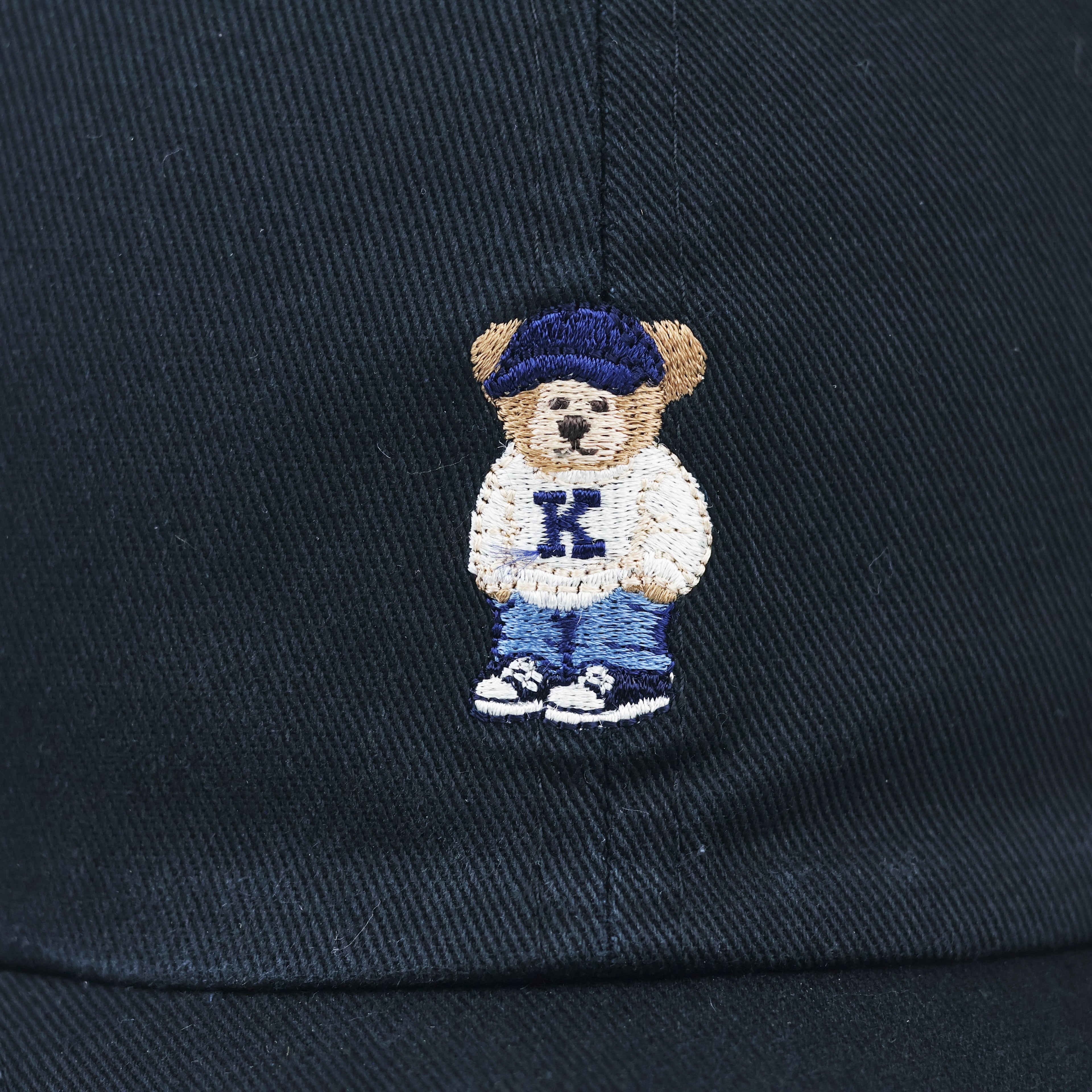 Classic Black Bear Embroidery Hat - Adjustable Cotton Cap (Size 54-56cm)