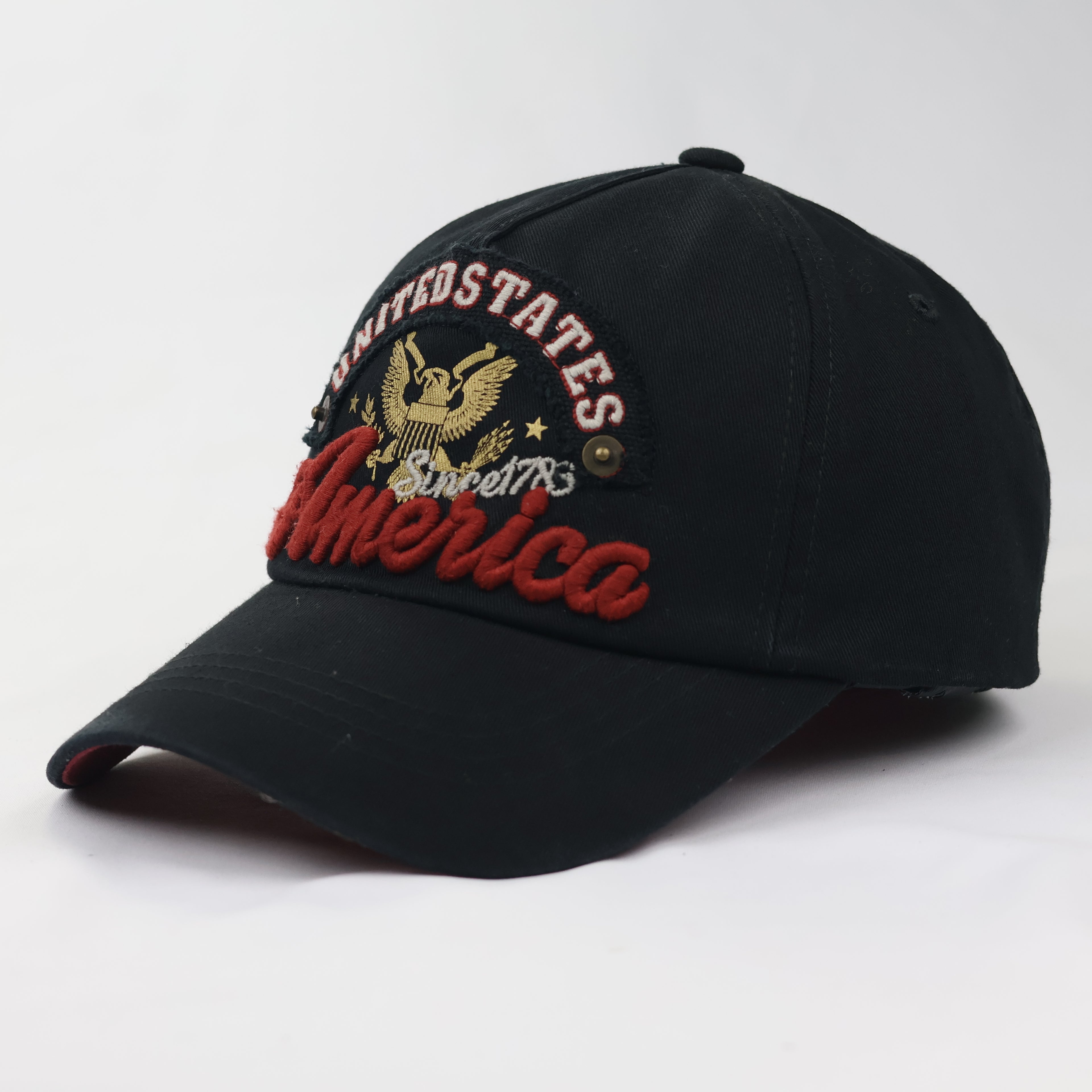 Vintage United States America Eagle Cap - Black & Red "Since 1776" Hat