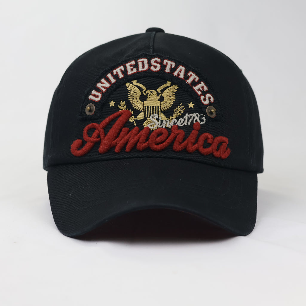 Vintage United States America Eagle Cap - Black & Red "Since 1776" Hat