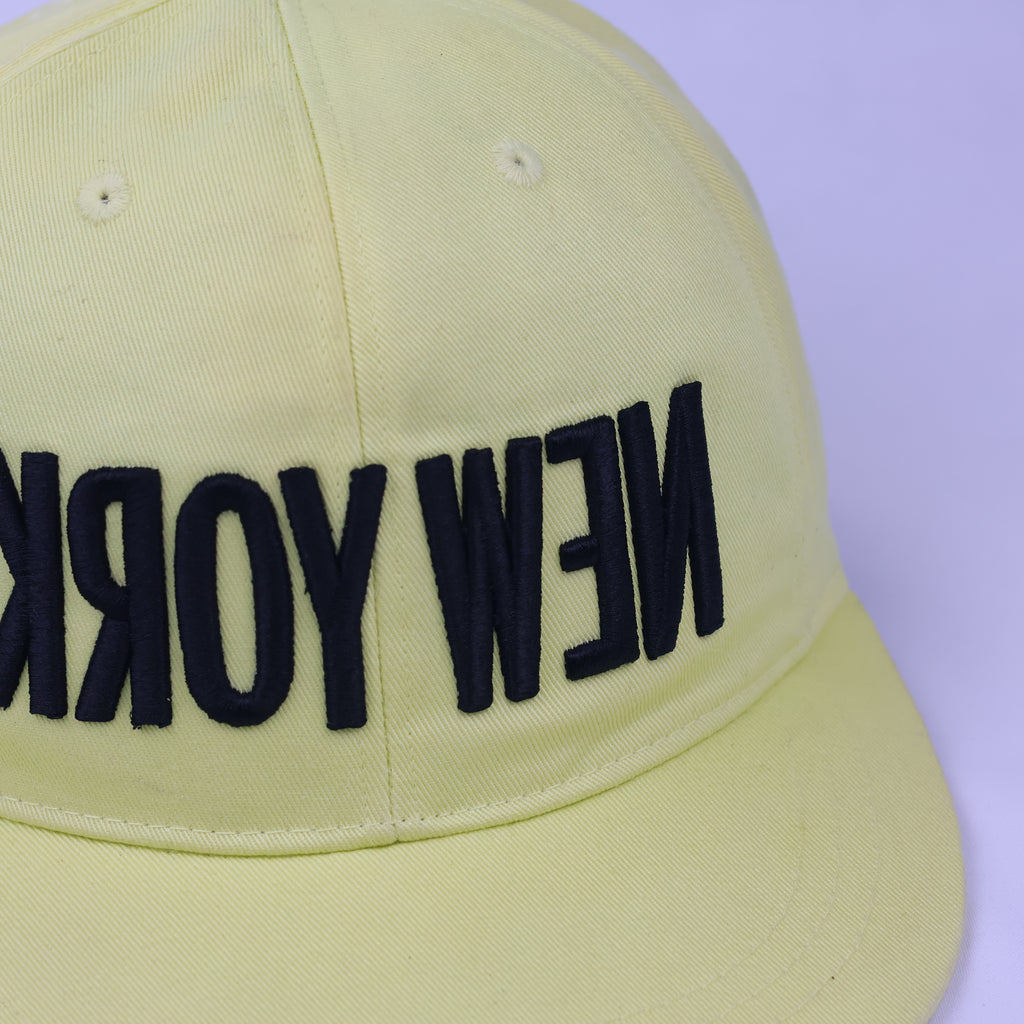 Upside Down New York Embroidery Cap - Neon Yellow Streetwear Snapback