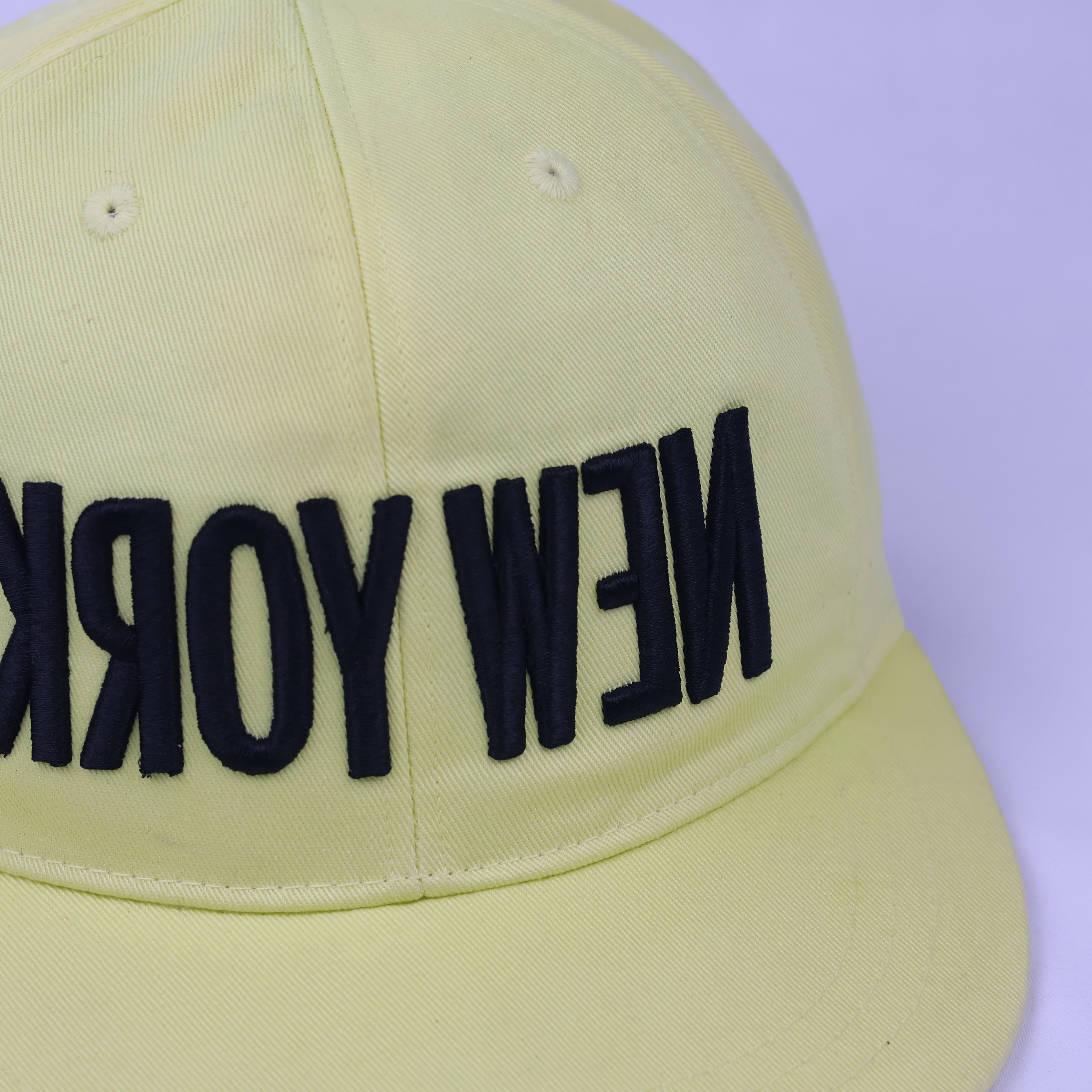Upside Down New York Embroidery Cap - Neon Yellow Streetwear Snapback