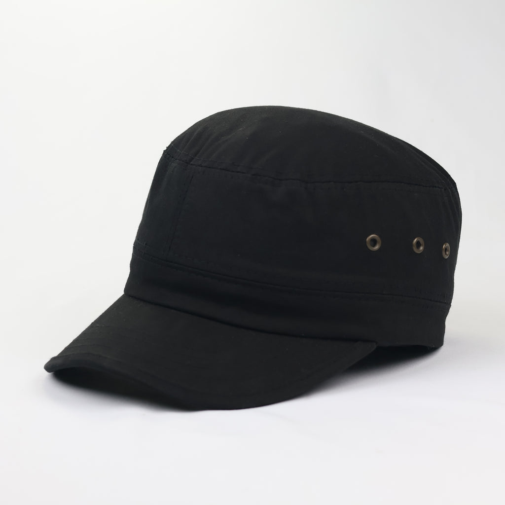 Black Military Cadet Cap - Unisex Cotton Utility Army Style Hat
