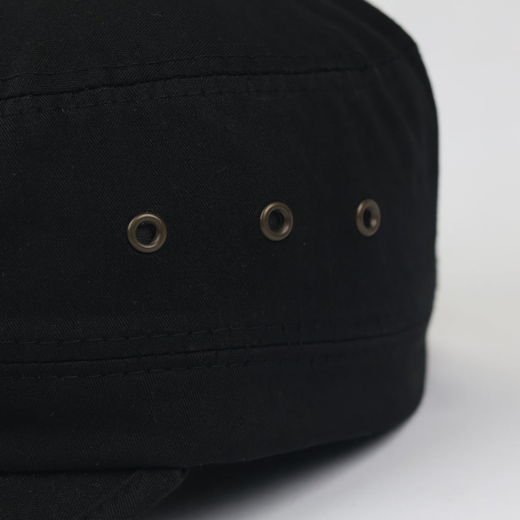 Black Military Cadet Cap - Unisex Cotton Utility Army Style Hat