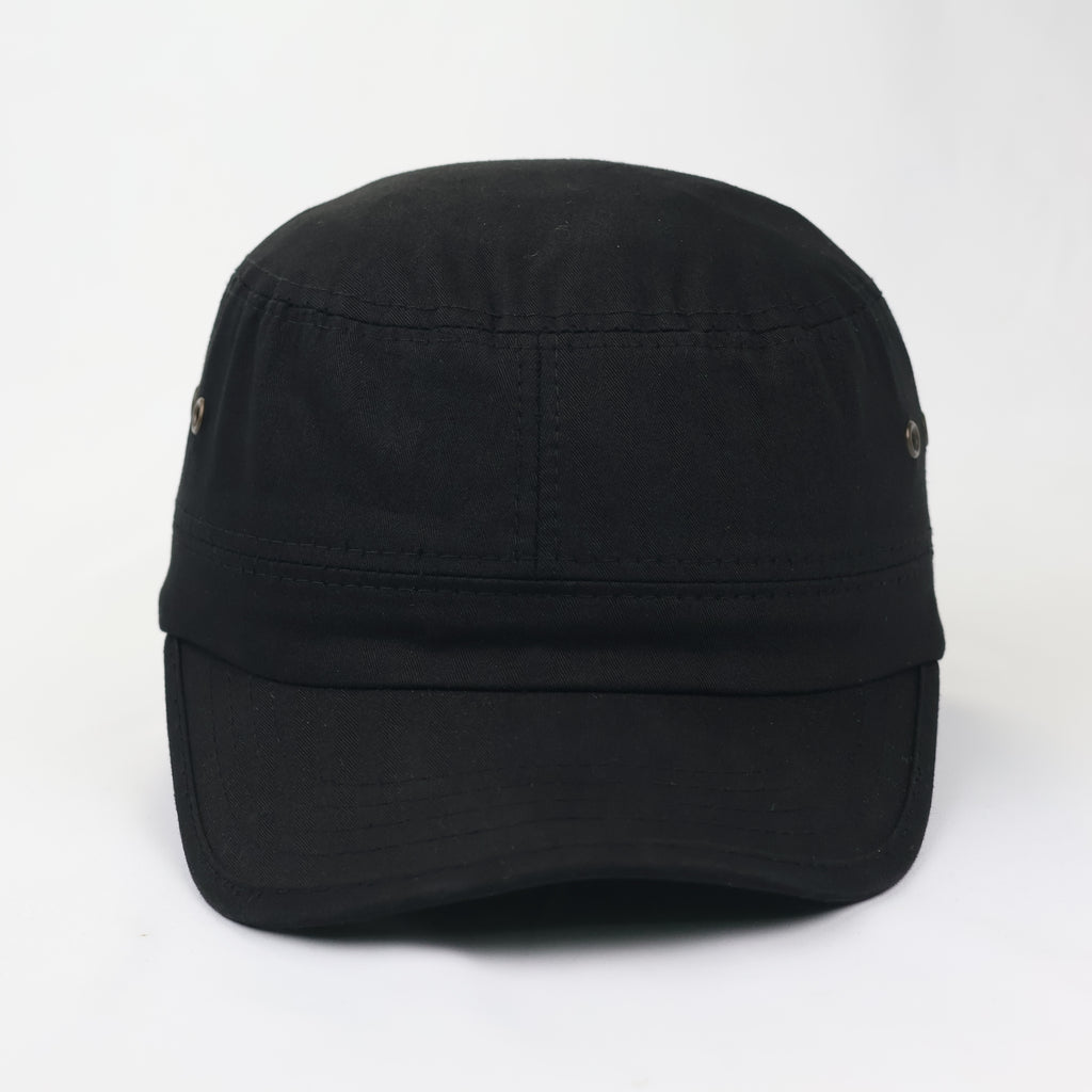 Black Military Cadet Cap - Unisex Cotton Utility Army Style Hat