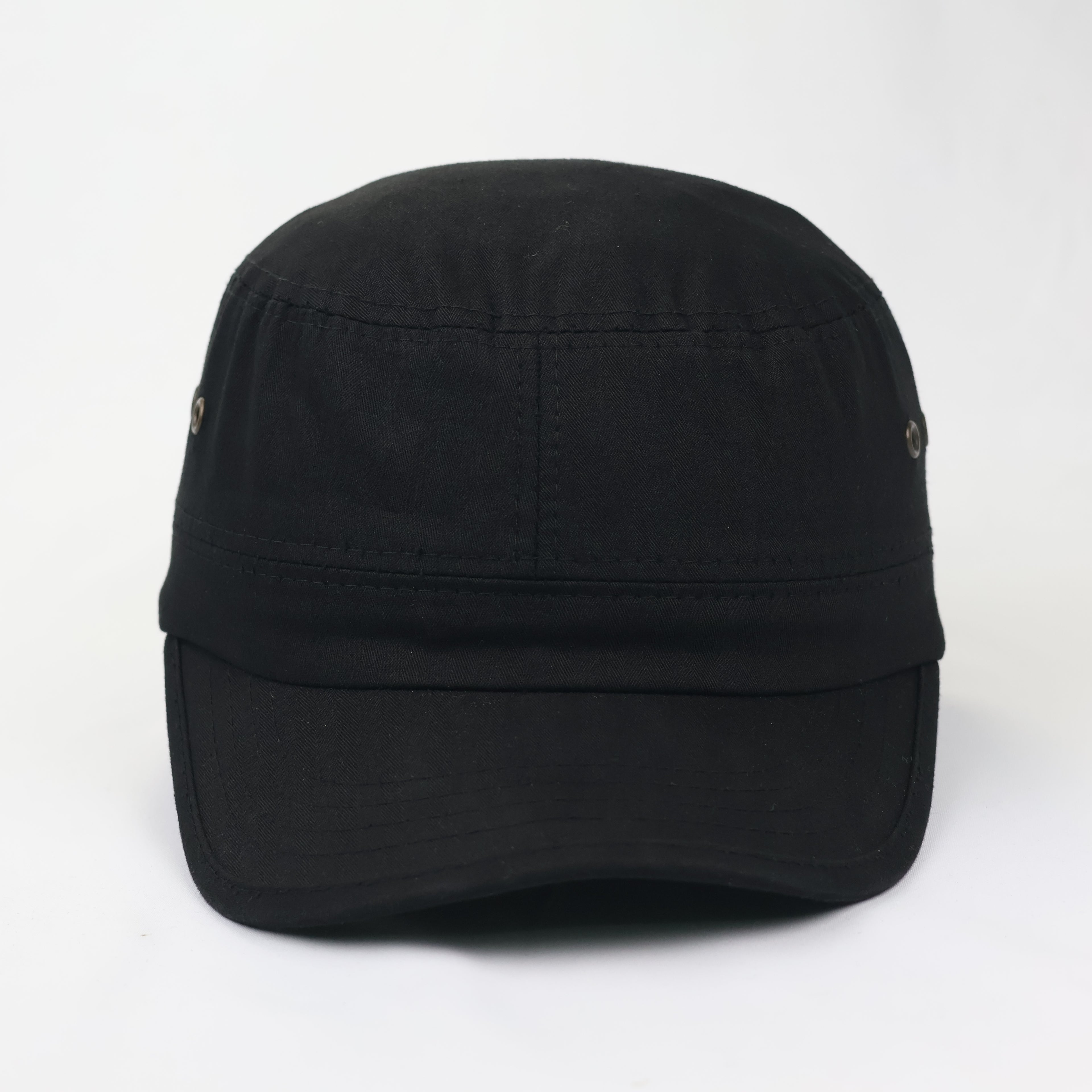 Black Military Cadet Cap - Unisex Cotton Utility Army Style Hat