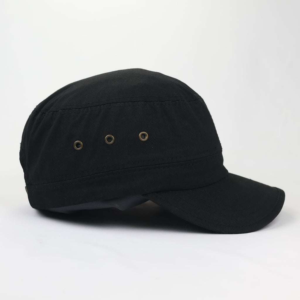 Black Military Cadet Cap - Unisex Cotton Utility Army Style Hat