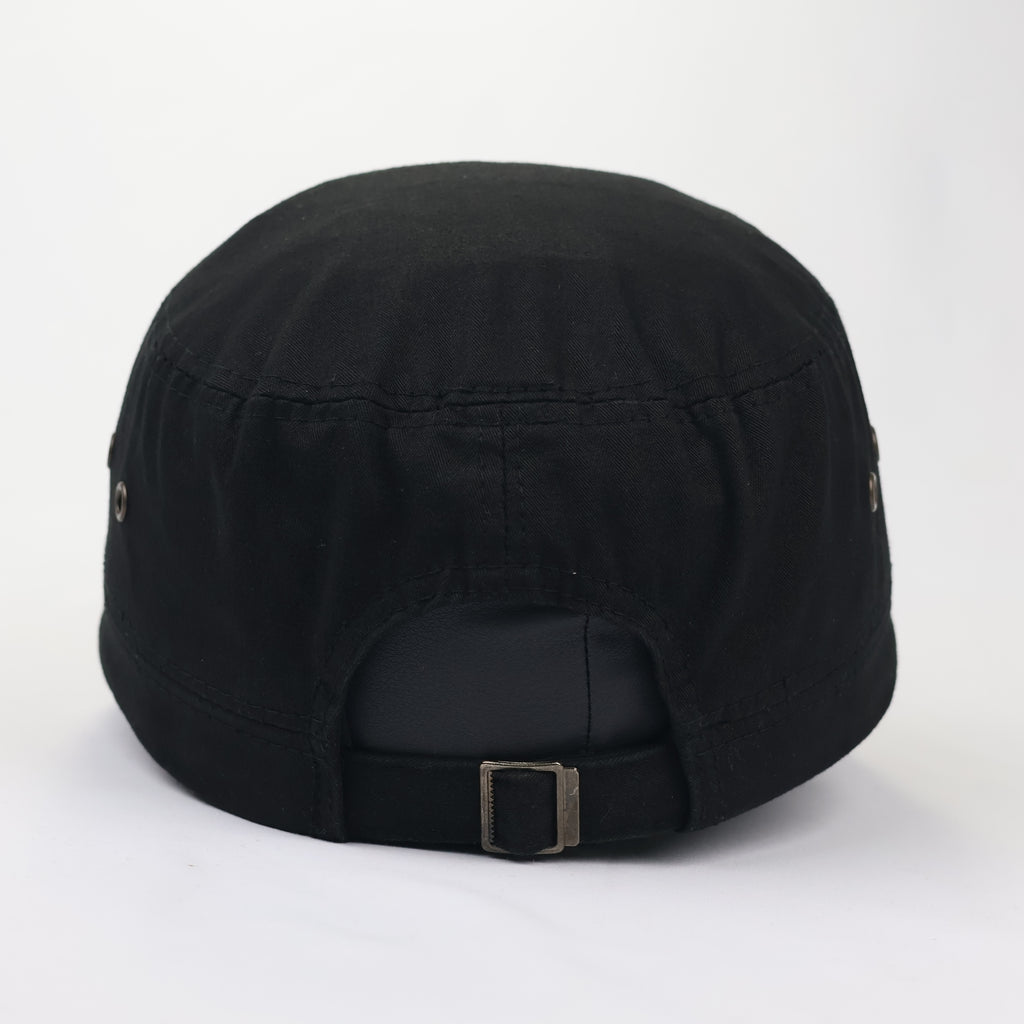 Black Military Cadet Cap - Unisex Cotton Utility Army Style Hat