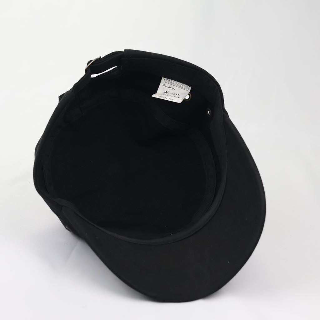 Black Military Cadet Cap - Unisex Cotton Utility Army Style Hat