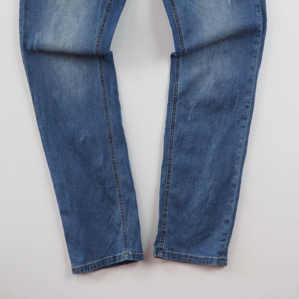 Thrifed Fashion Leaders Premium Denim Blue Distressed Jeans Waist:30/ J1118