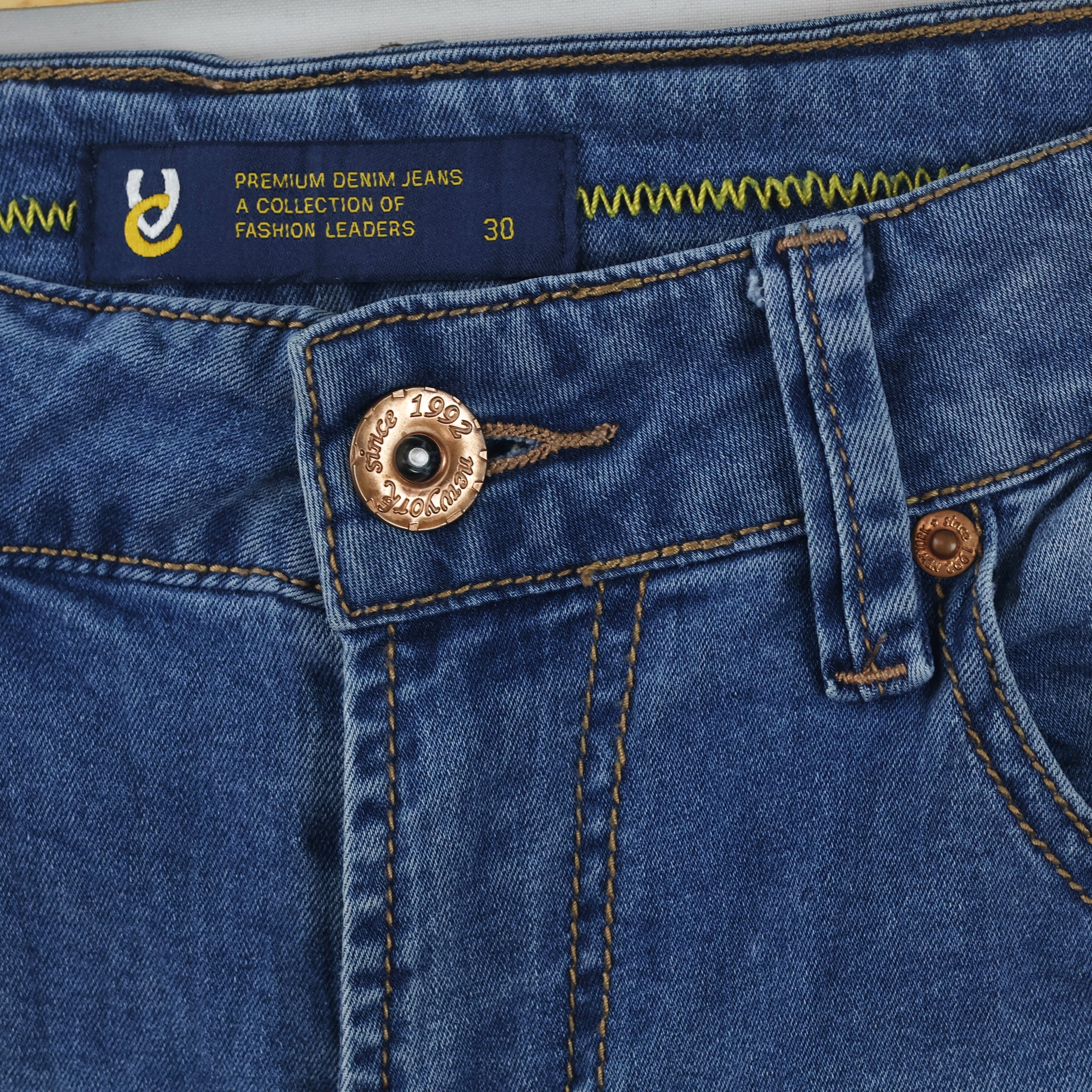 Thrifed Fashion Leaders Premium Denim Blue Distressed Jeans Waist:30/ J1118