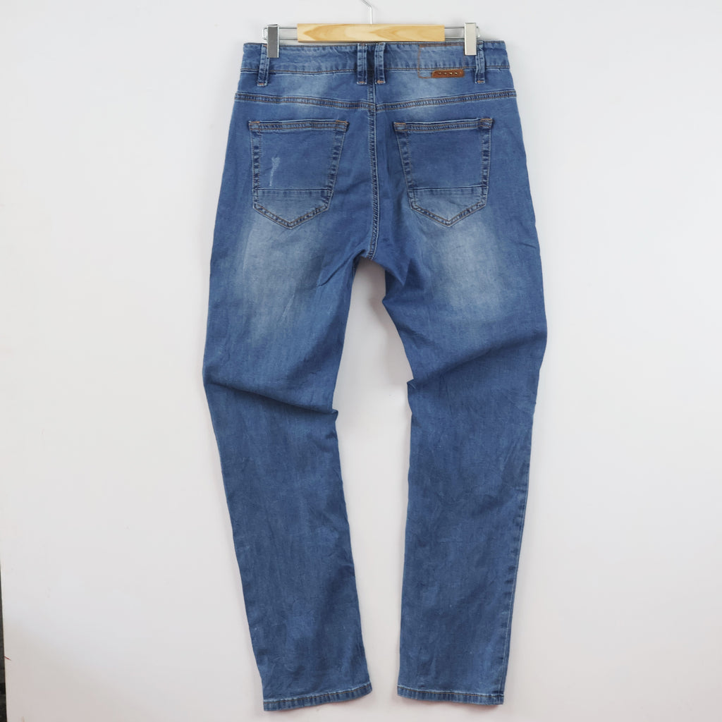 Thrifed Fashion Leaders Premium Denim Blue Distressed Jeans Waist:30/ J1118