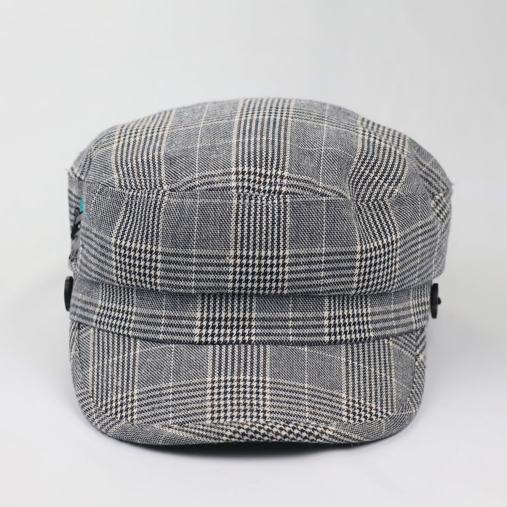 Grey Plaid Newsboy Hat