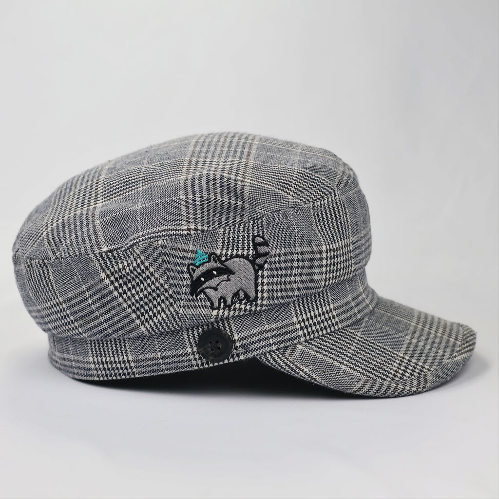 Grey Plaid Newsboy Hat