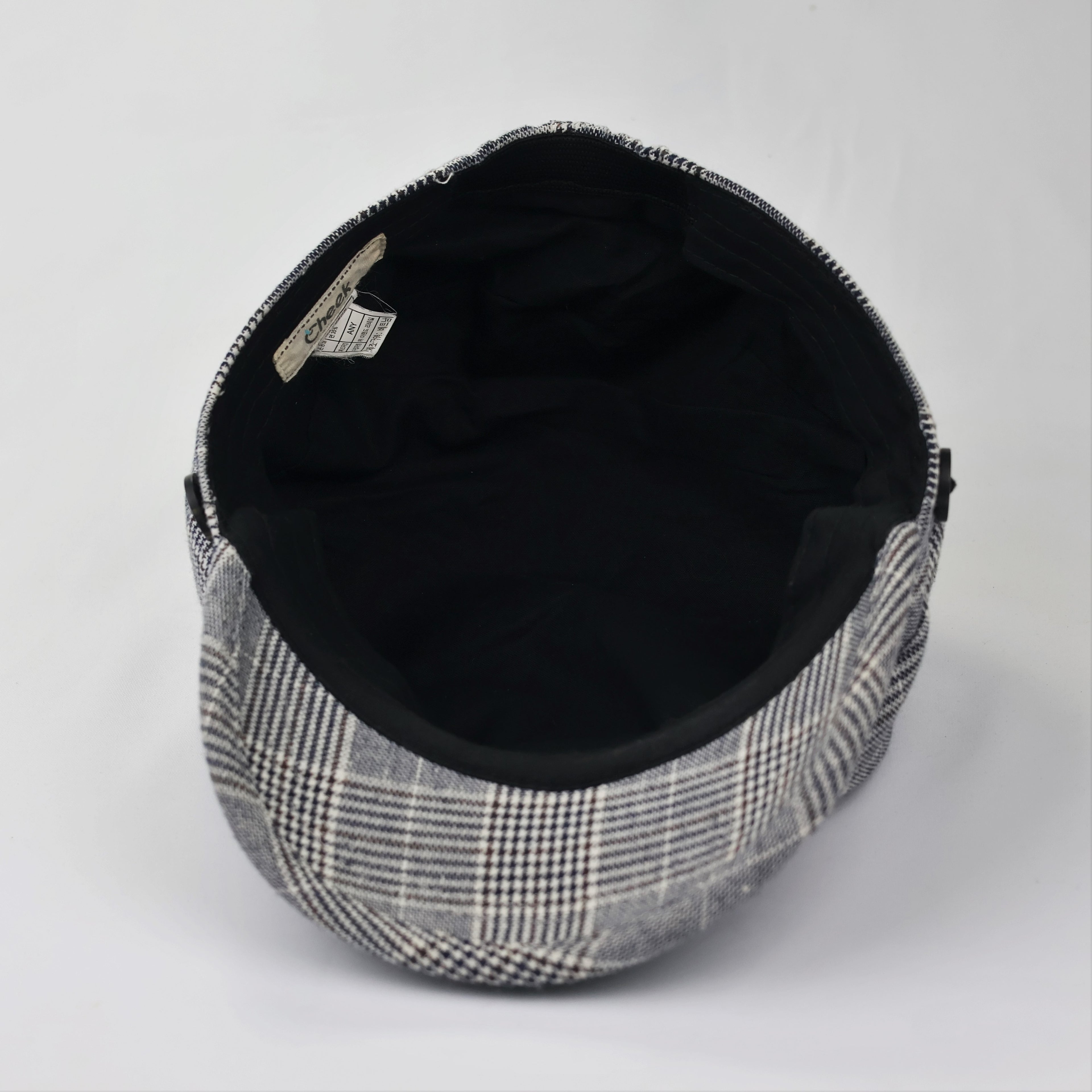 Grey Plaid Newsboy Hat