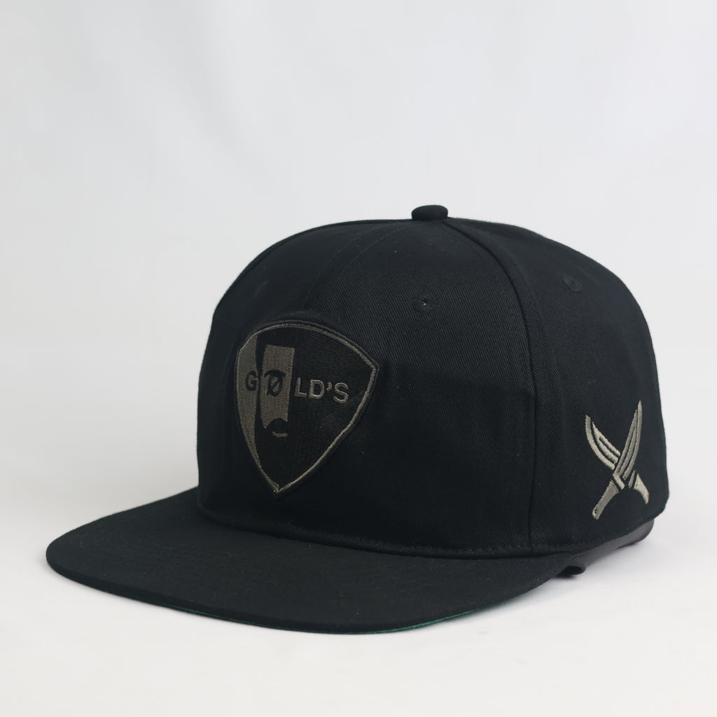 Gold's Shield Embroidered Black Snapback Hat | Thrifted Streetwear Cap