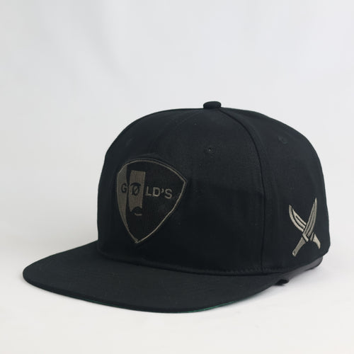Gold's Shield Embroidered Black Snapback Hat | Thrifted Streetwear Cap