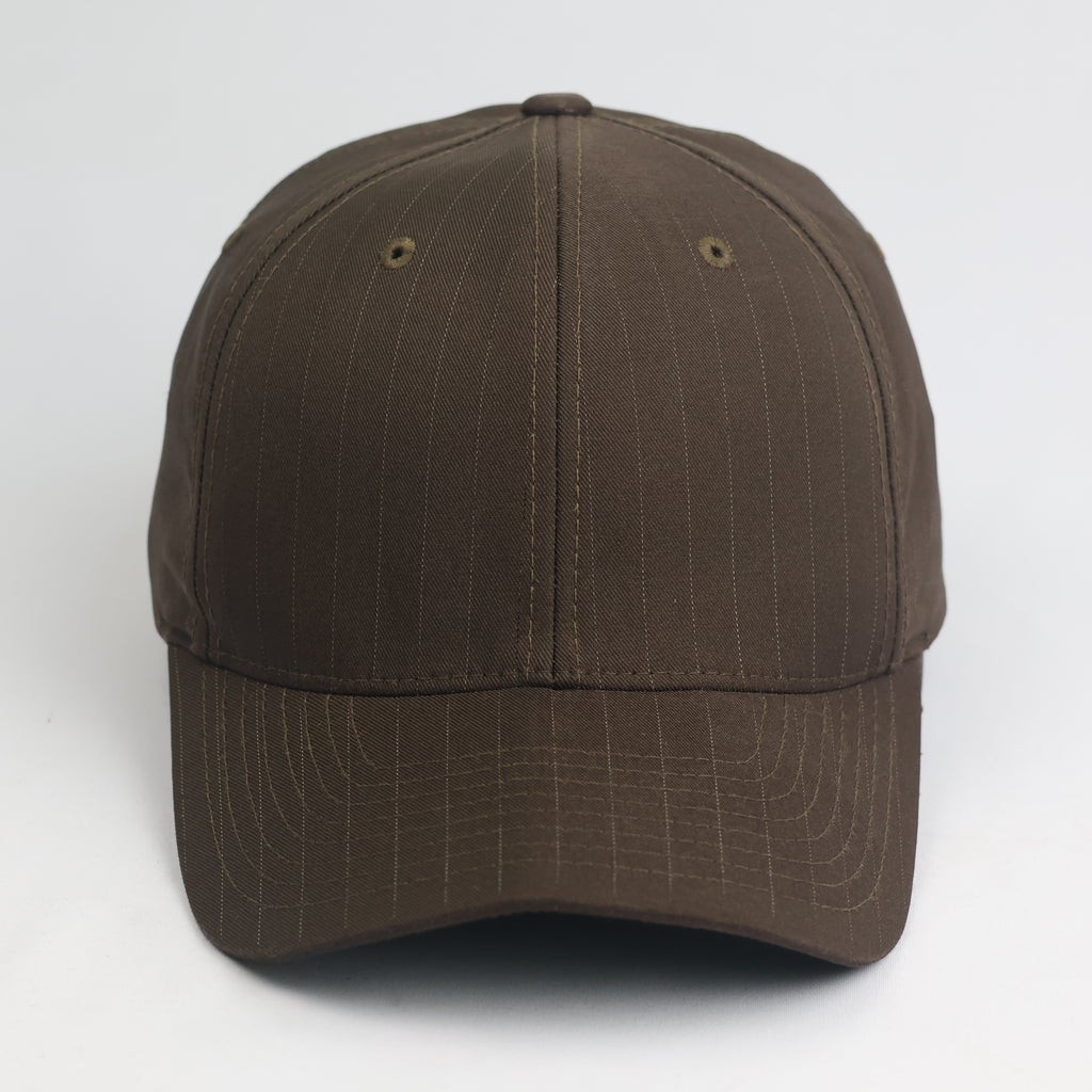 Vintage Yupoong Flexfit Chocolate Brown Pinstriped Fitted Baseball Cap
