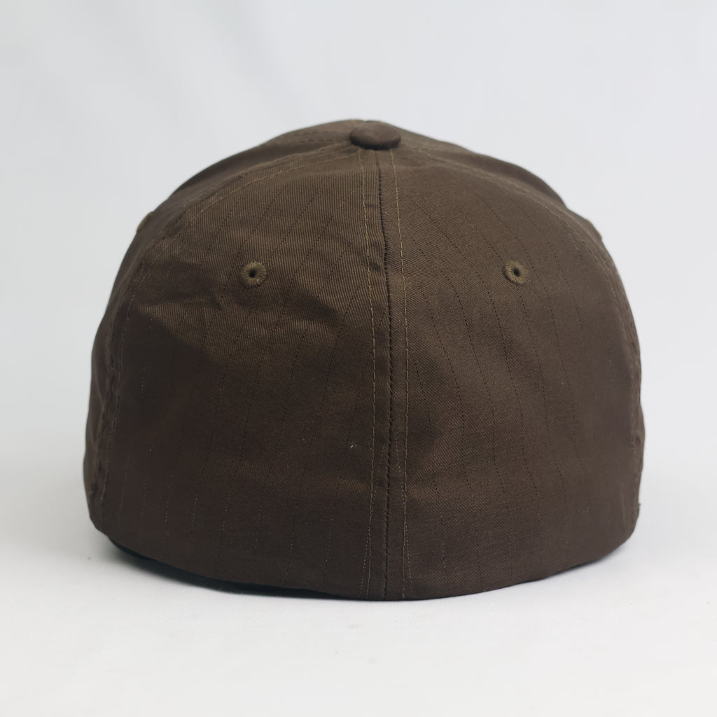 Vintage Yupoong Flexfit Chocolate Brown Pinstriped Fitted Baseball Cap