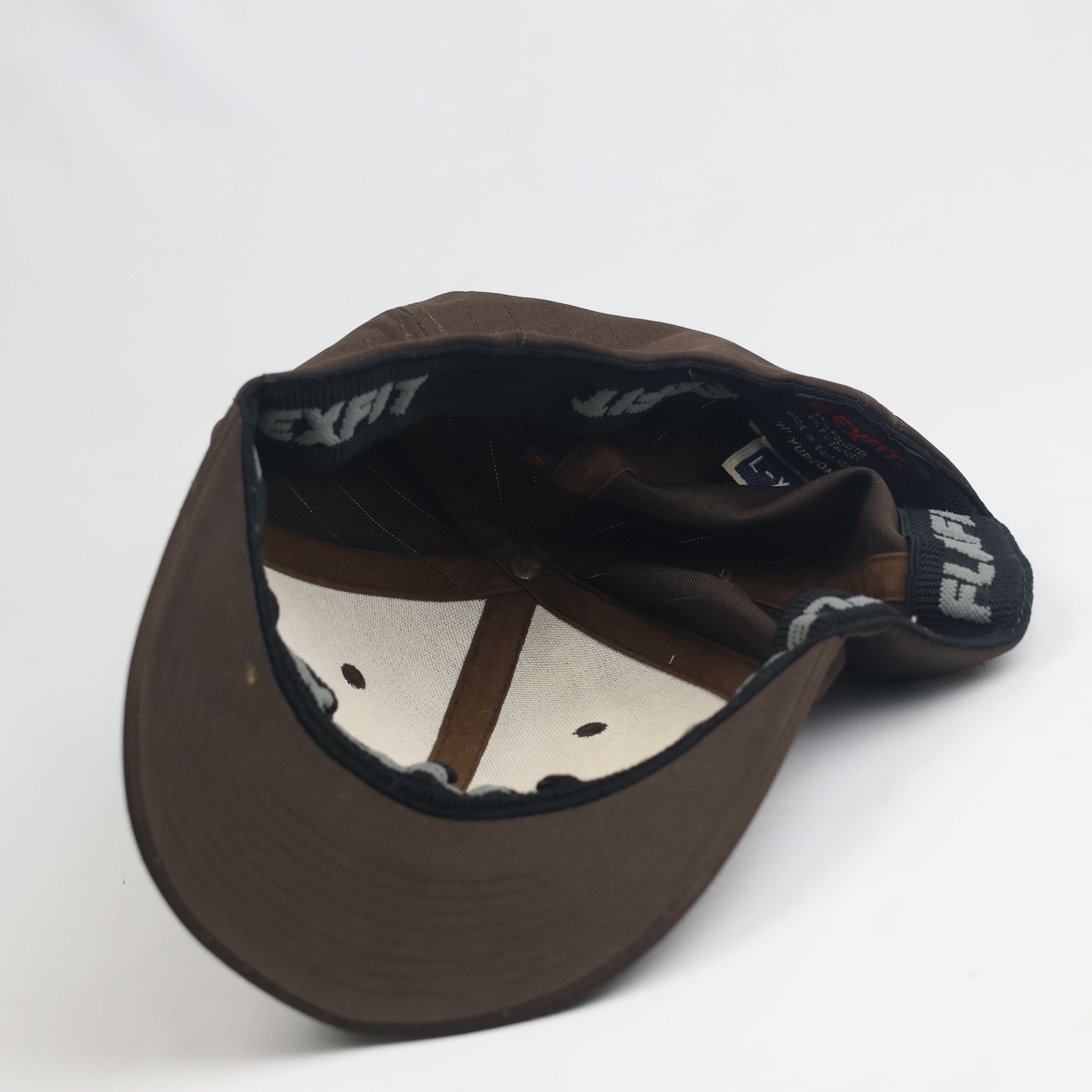 Vintage Yupoong Flexfit Chocolate Brown Pinstriped Fitted Baseball Cap