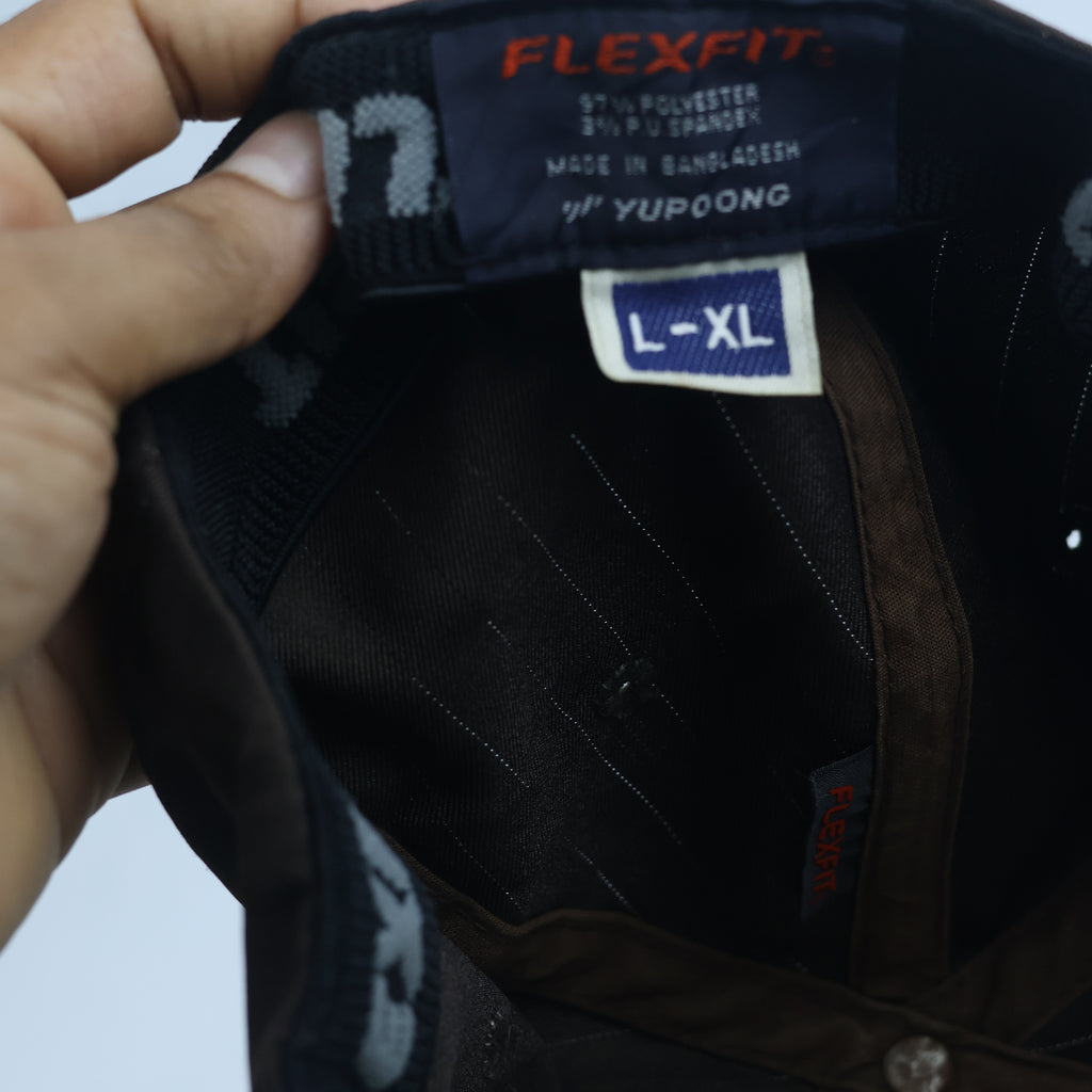 Vintage Yupoong Flexfit Chocolate Brown Pinstriped Fitted Baseball Cap