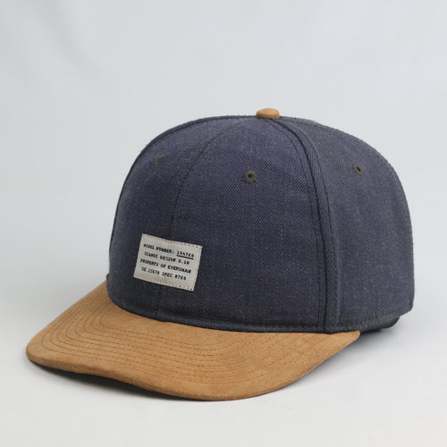 Thrifted H&M Scandi Design Patch Navy Snapback | Suede Visor Streetwear Cap
