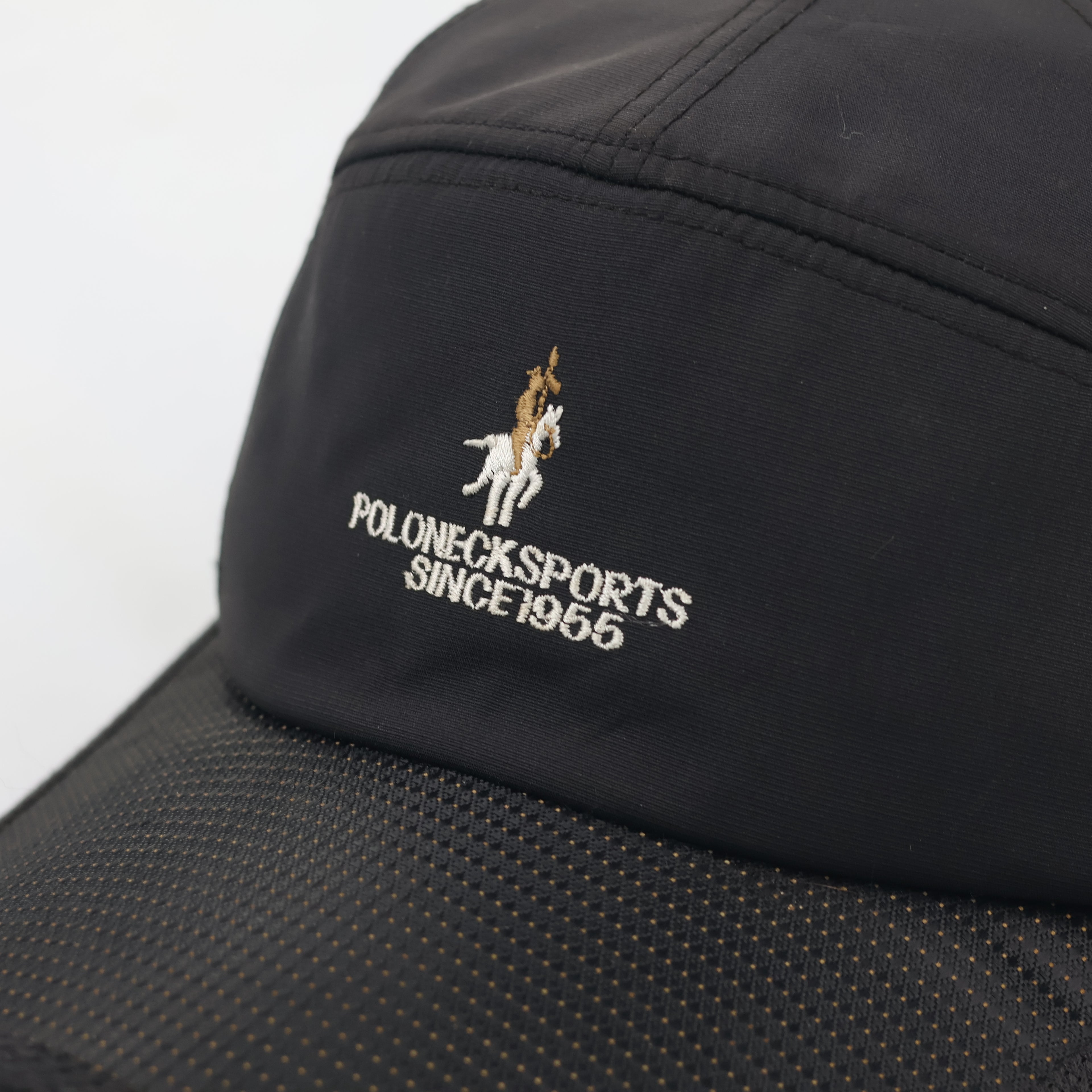 Vintage Poloneck Sports "Since 1955" Trucker Thrifted Cap - Black Technical Mesh