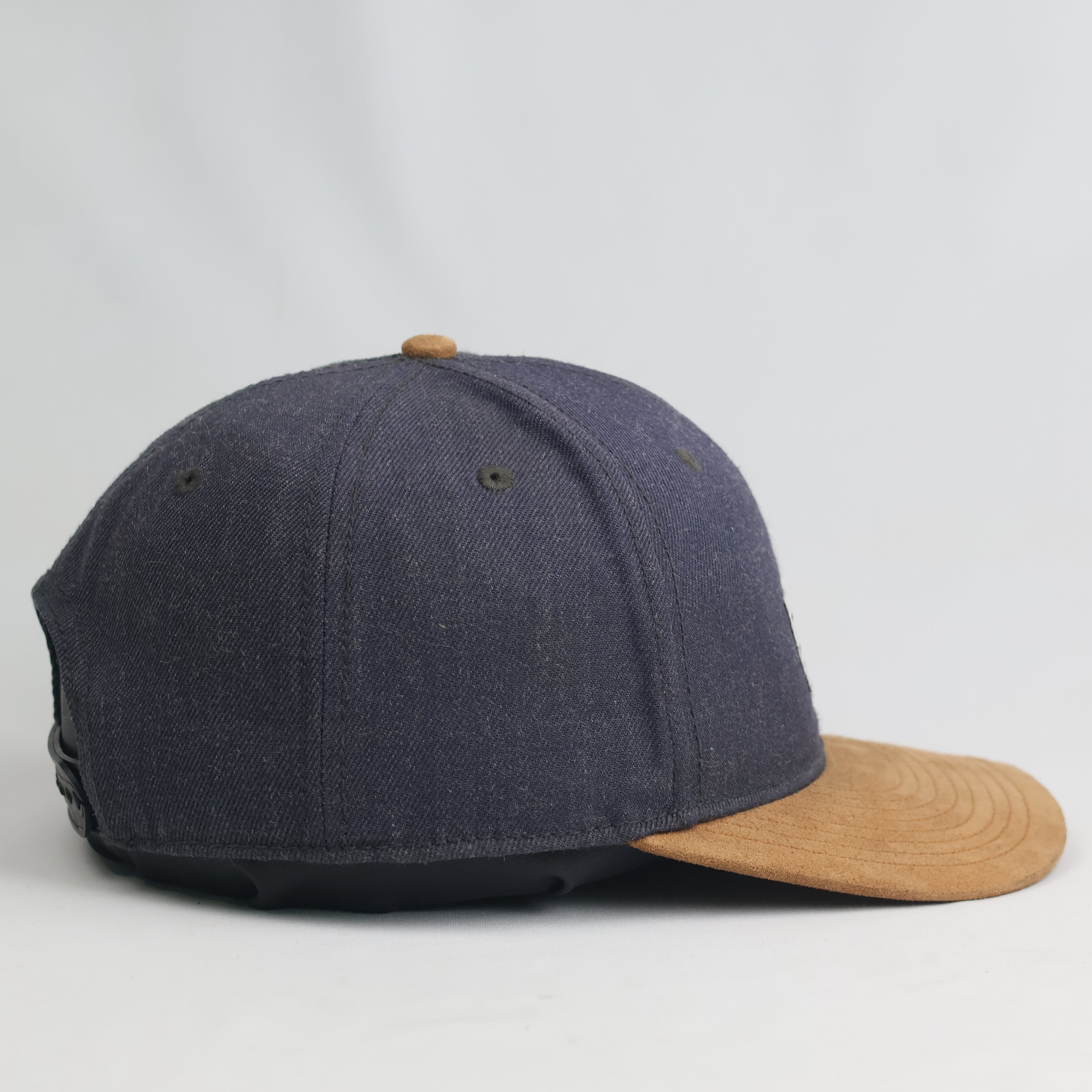 Thrifted H&M Scandi Design Patch Navy Snapback | Suede Visor Streetwear Cap