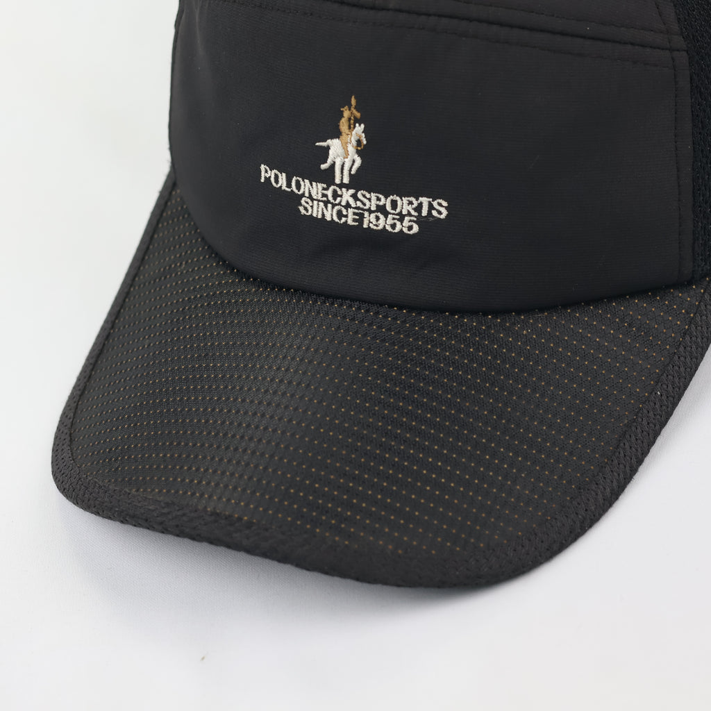 Vintage Poloneck Sports "Since 1955" Trucker Thrifted Cap - Black Technical Mesh