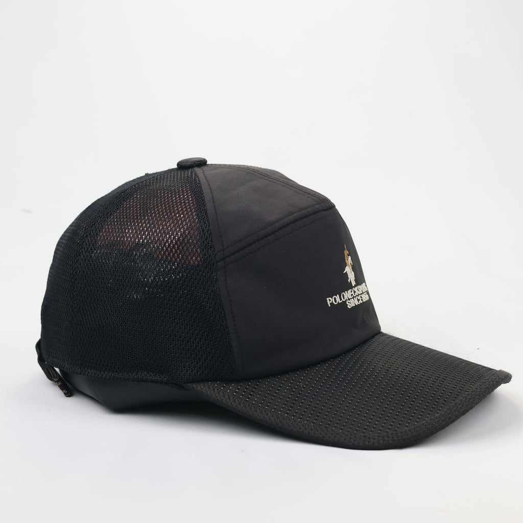 Vintage Poloneck Sports "Since 1955" Trucker Thrifted Cap - Black Technical Mesh