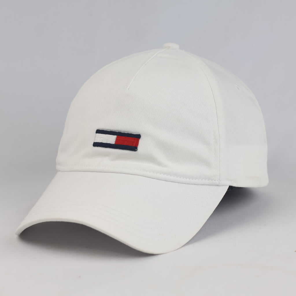 Thrifted Tommy Hilfiger White Minimalist Logo Dad Hat | 11025