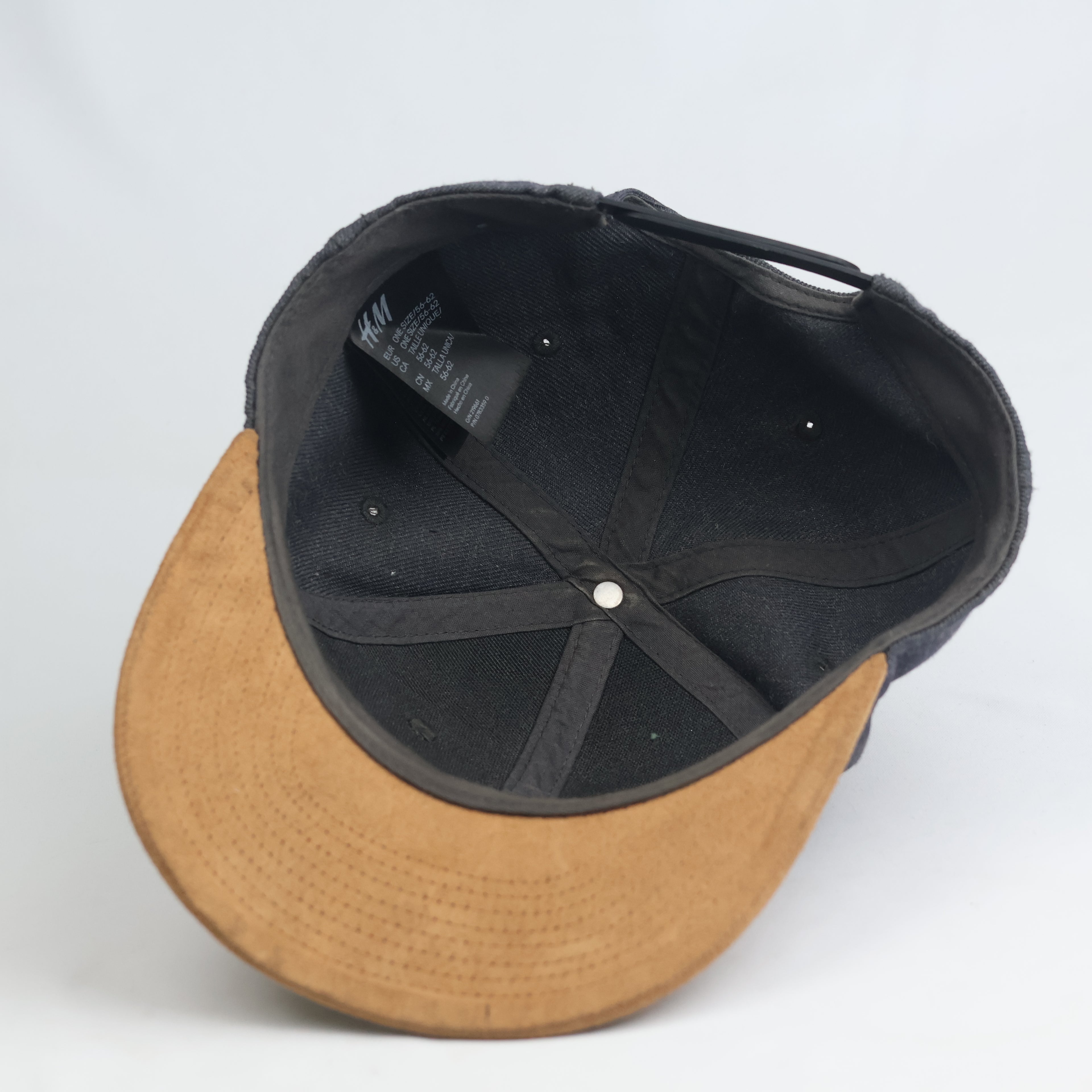 Thrifted H&M Scandi Design Patch Navy Snapback | Suede Visor Streetwear Cap
