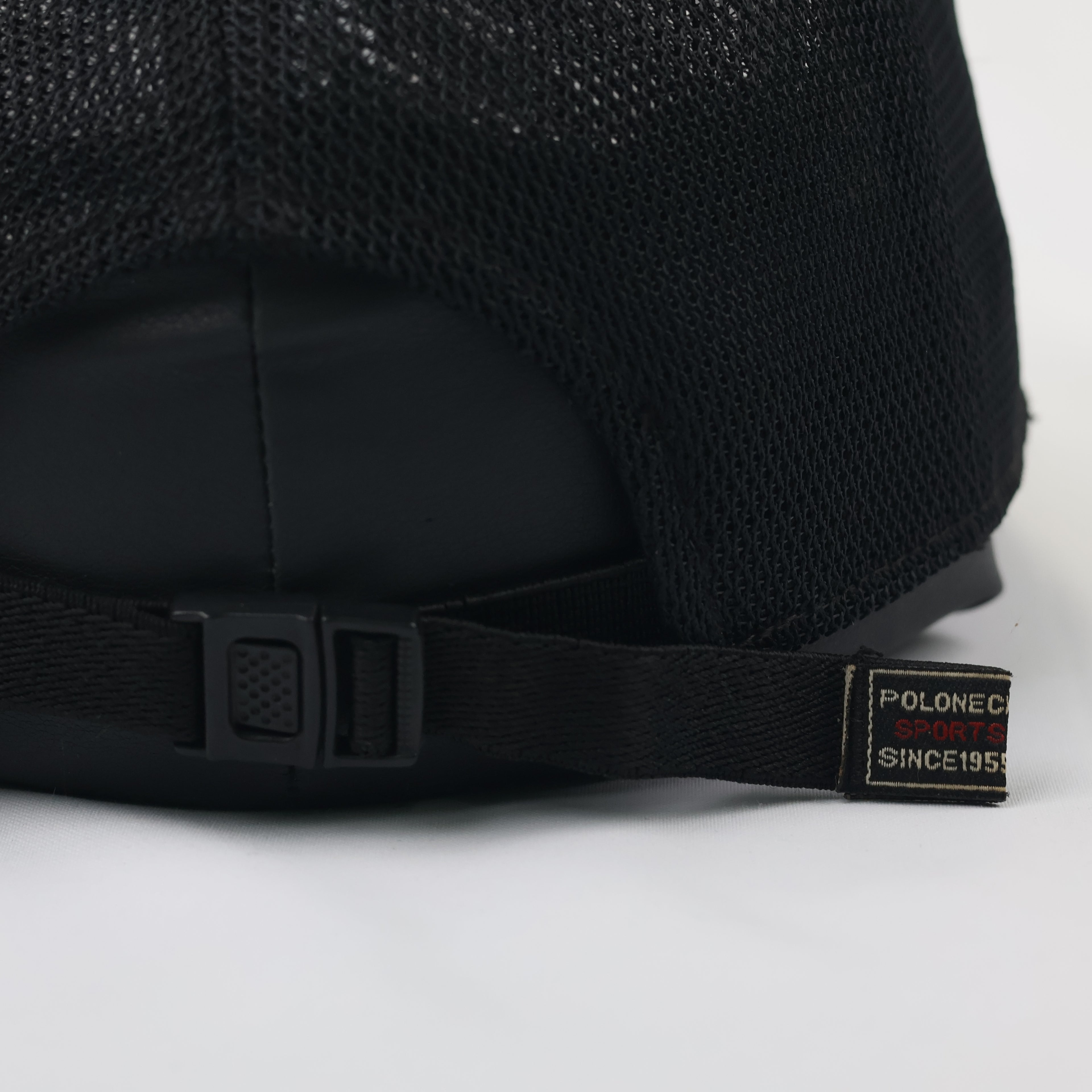 Vintage Poloneck Sports "Since 1955" Trucker Thrifted Cap - Black Technical Mesh