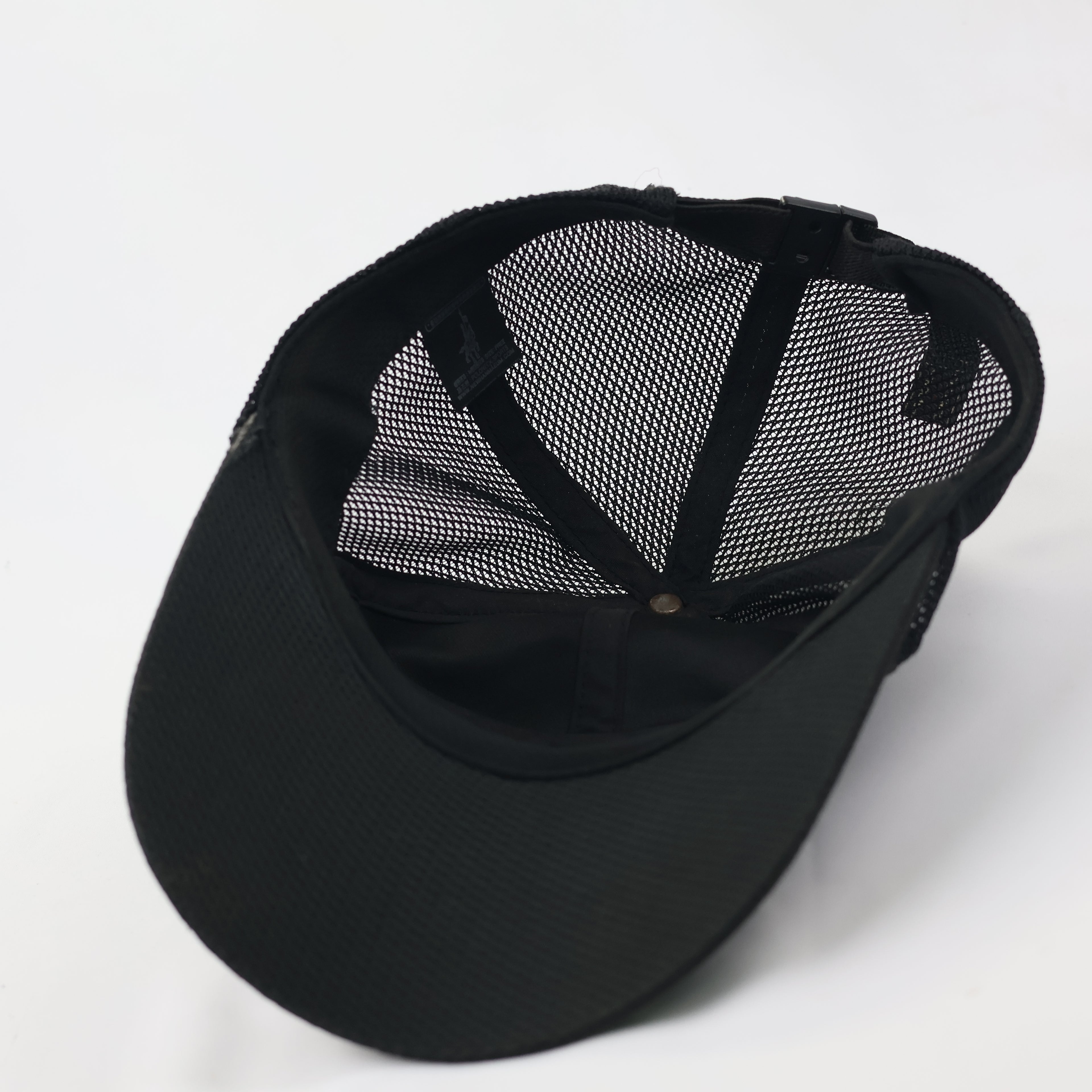 Vintage Poloneck Sports "Since 1955" Trucker Thrifted Cap - Black Technical Mesh