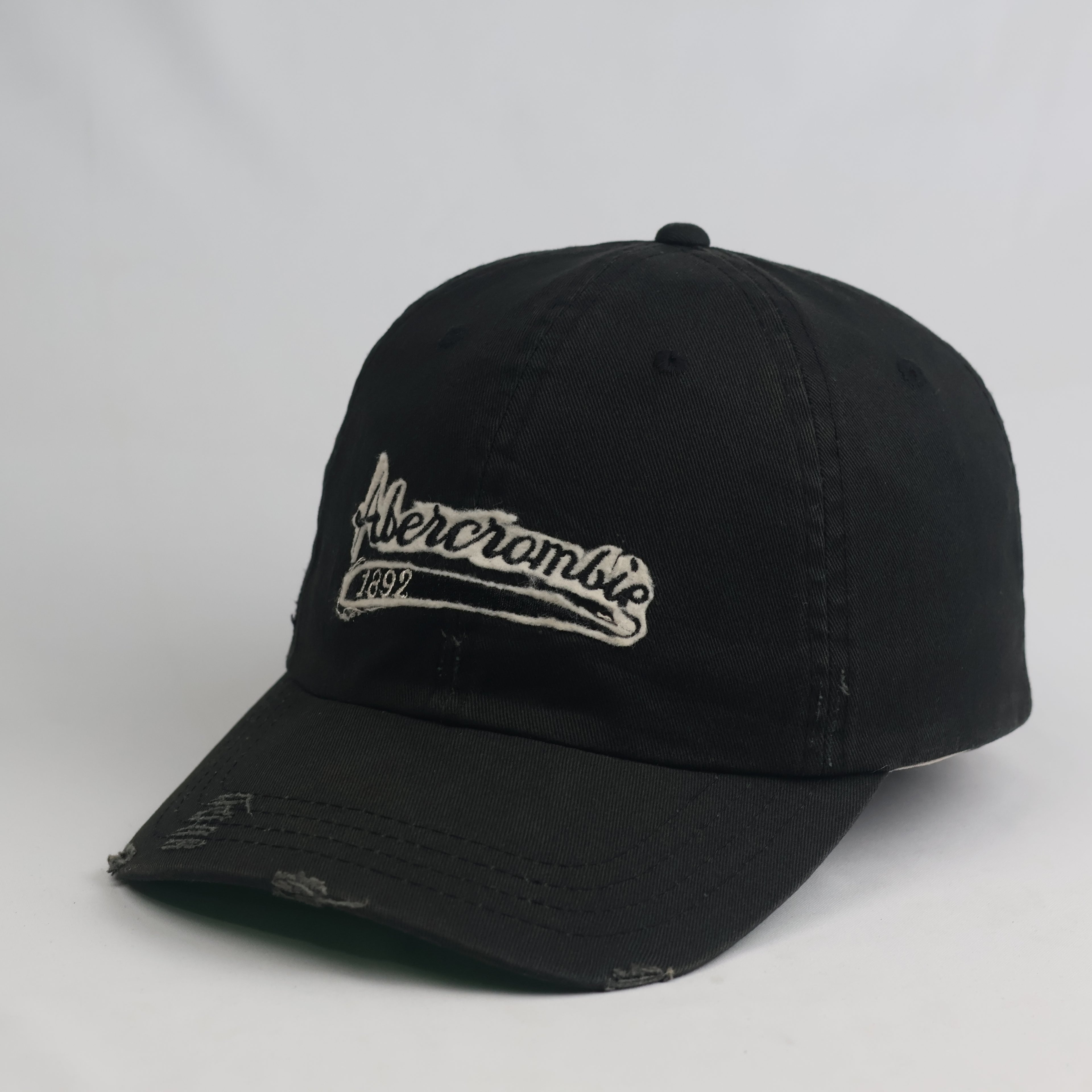 Thrifted Abercrombie Embroidered Black Dad Hat | Distressed Vintage Cap